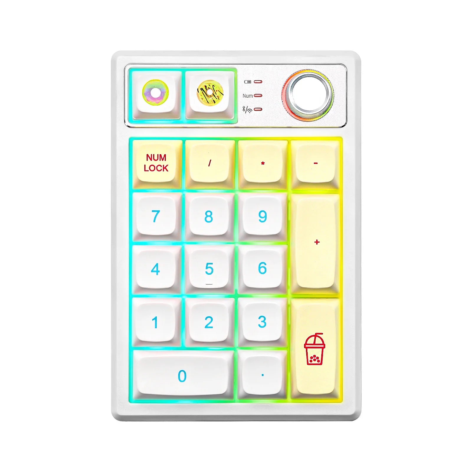 YZ19 Macaron 19 Keys Wireless Custom Knob Mechanical Number Pad, Hot Swappable Gasket RGB Numeric Keypad with PBT Keycaps