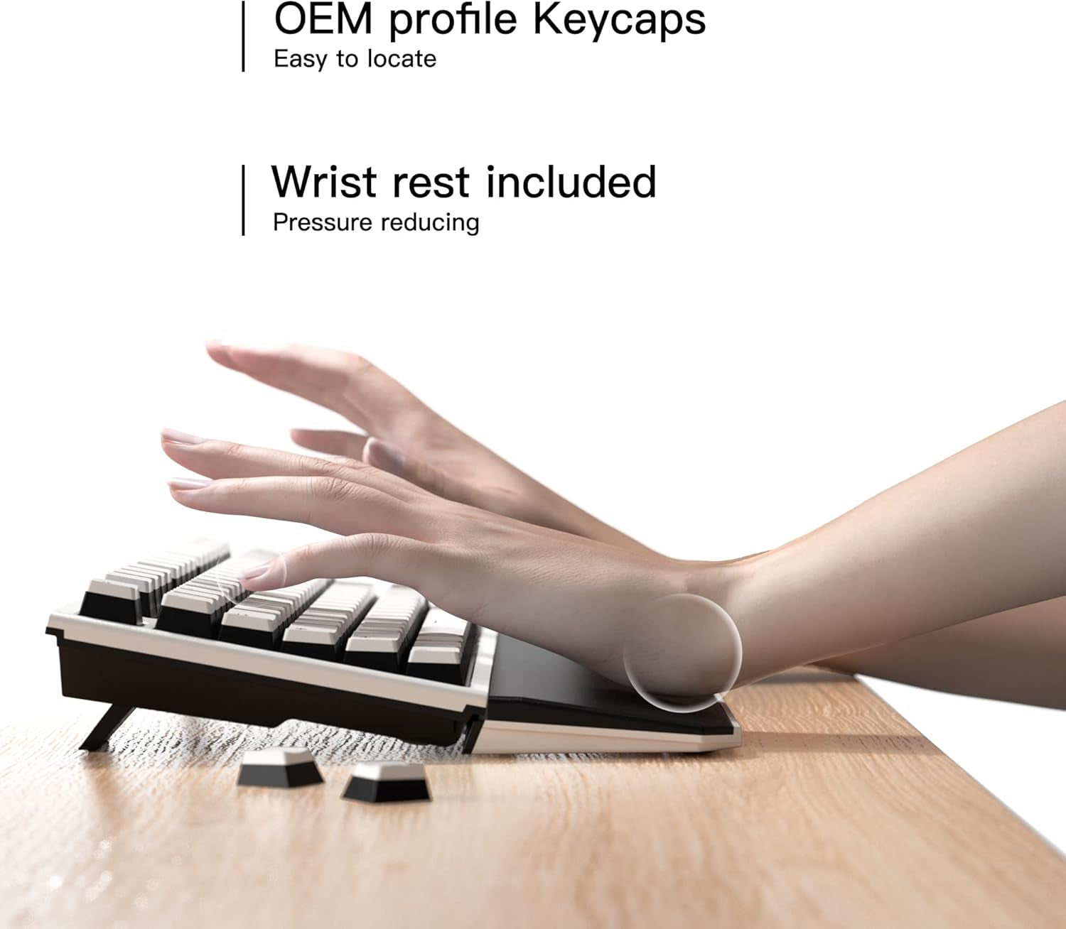 Powerblade X3 Wireless Mechanical Keyboard TKL 87 Keys, Kailh Box Blue Switch, Double-Shot PBT, Ergonomic, N-Key Rollover, Backlit Gaming Keyboard with Wrist Rest for Pc/Tablet/Mac/Laptop