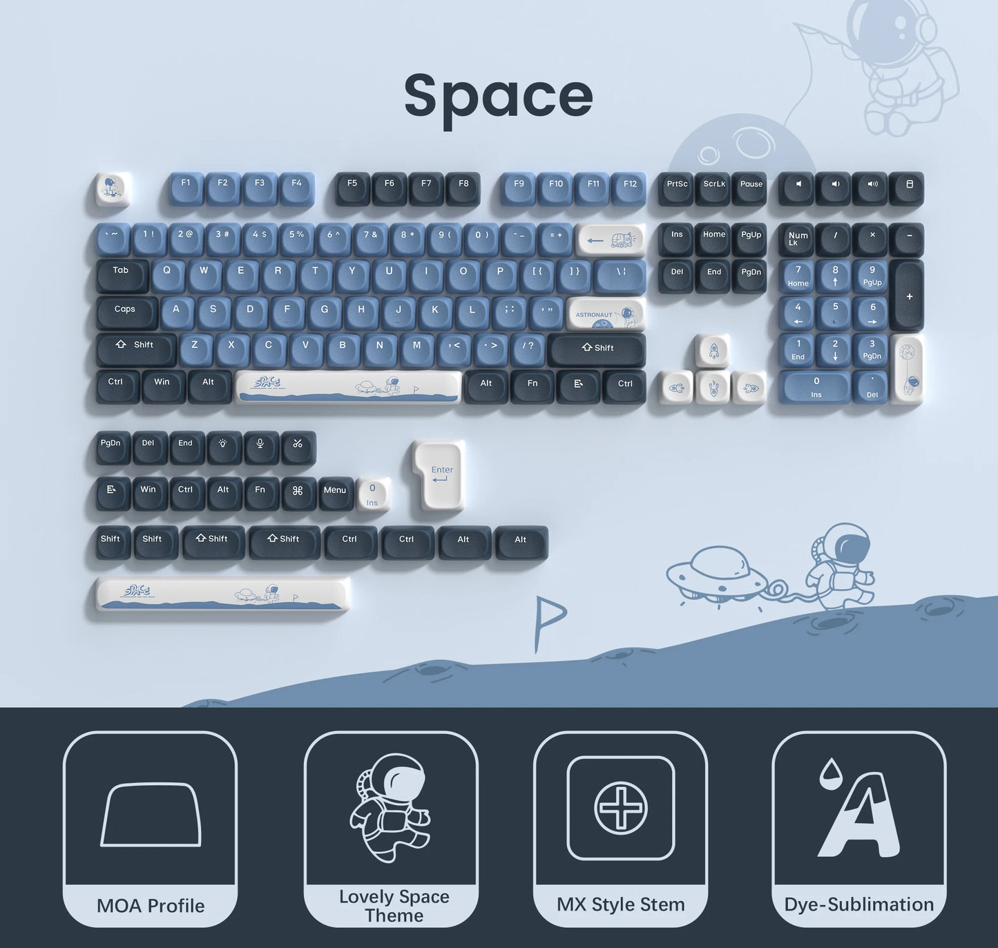 142 Keys Bow PBT Keycaps MOA Profile PBT Dye Sublimation DIY Key Caps for 61/87/104 Cherry MX Switch Gaming Mechanical Keyboard