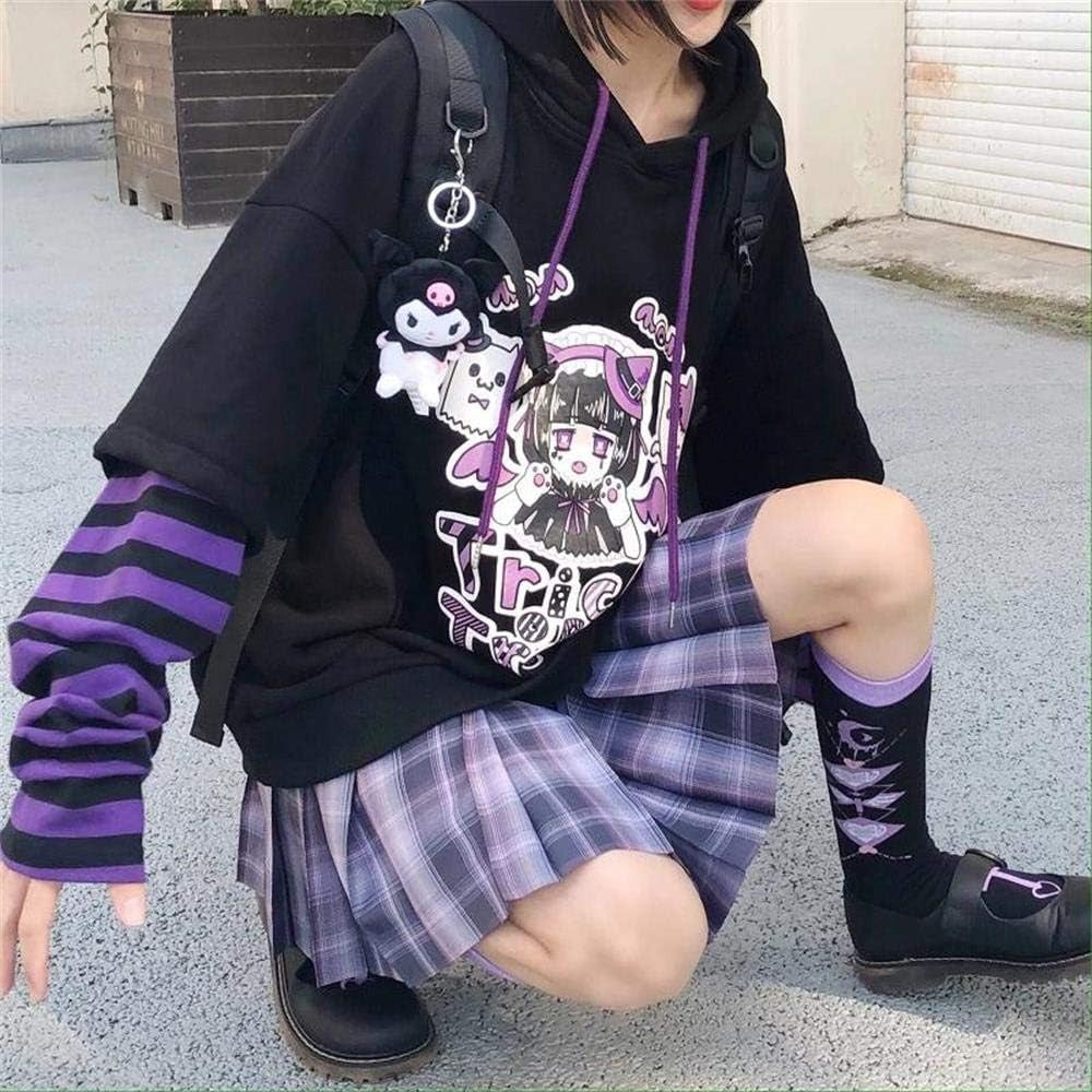 BZB Women'S Halloween Cute Hooded Sweatshirt Harajuku Street Style Super Cute Fake Two Piece Pullover Purple