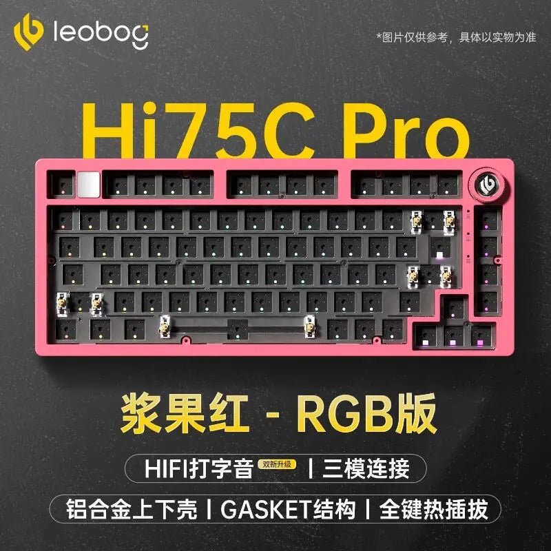 LEOBOG Hi75C Mechanical Keyboard Three Mode Hot Swap RGB Gasket Aluminium Alloy with Knob Hi75C Keyboard Kit Customized PC Gamer