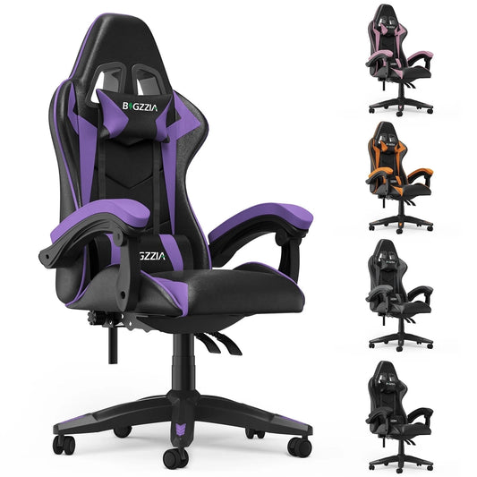 High-Back Gaming Chair PC Office Chair Computer Racing Chair PU Desk Task Chair Ergonomic Executive Swivel Rolling Chair with Lumbar Support for Back Pain Women, Men (Purple)