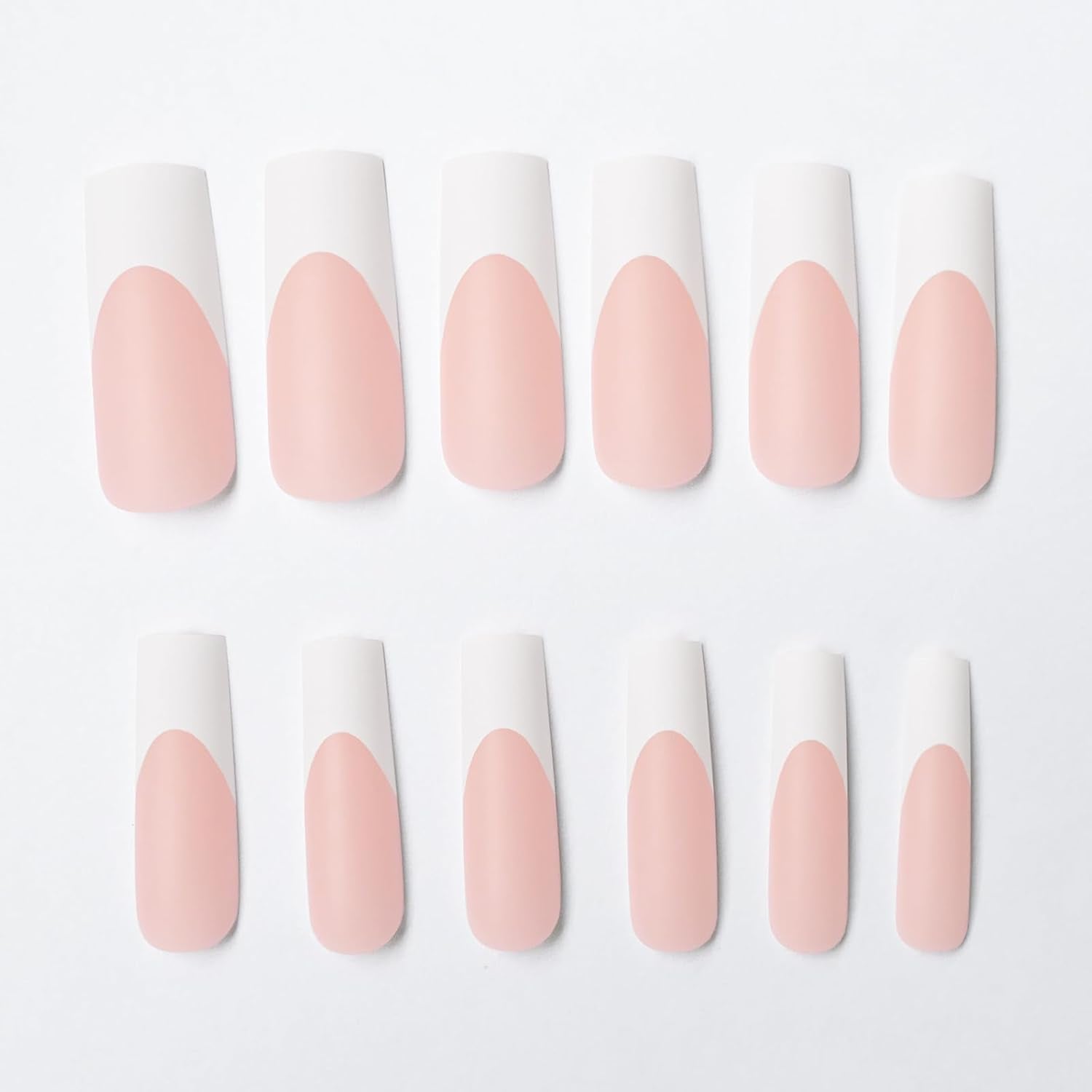 Addfavor 120Pcs White French Tip Press on Nails Long Square Fake Nails Nude False Nails Sqaure French Press Ons Square Nail Acrylic Artificial Nail with Adhesive Tab for Women