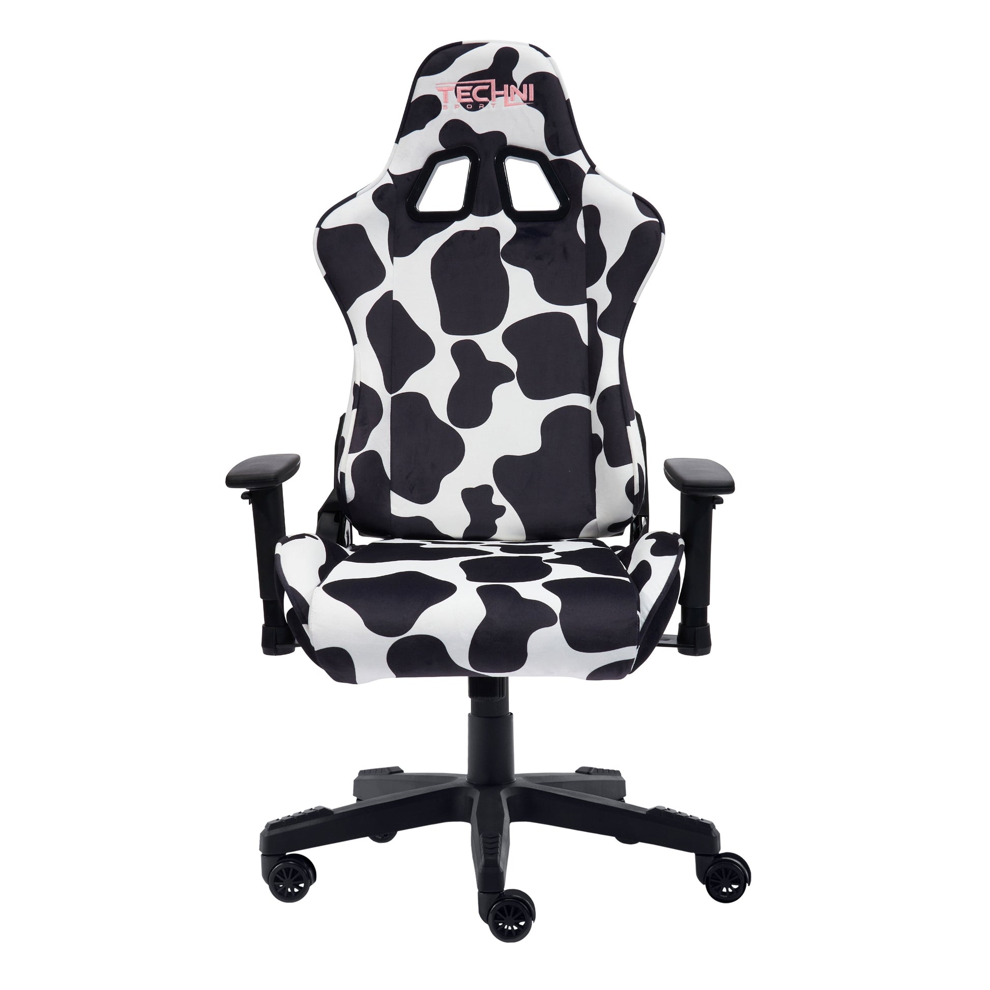 Techni Sport TS85 Luxx Series Gaming Chair with Memory Foam Seat, Black/White Cow Print RTA-TS85-COW