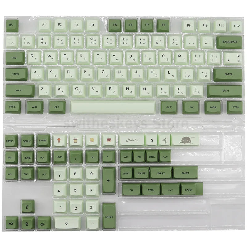 ​Matcha Sublimation PBT Keycaps Similar XDA Profile English Japanese 124 Key Keycap Mechanical Keyboard Key-Cap