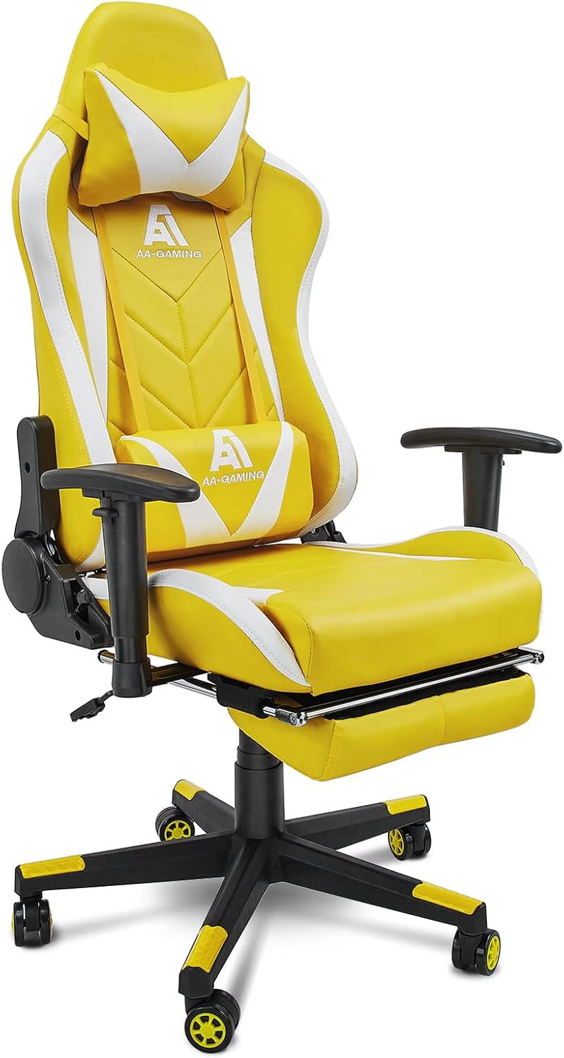 AA Products Gaming Chair High Back Ergonomic Computer Racing Chair Adjustable Office Chair with Footrest, Lumbar Support Swivel Chair - Grey
