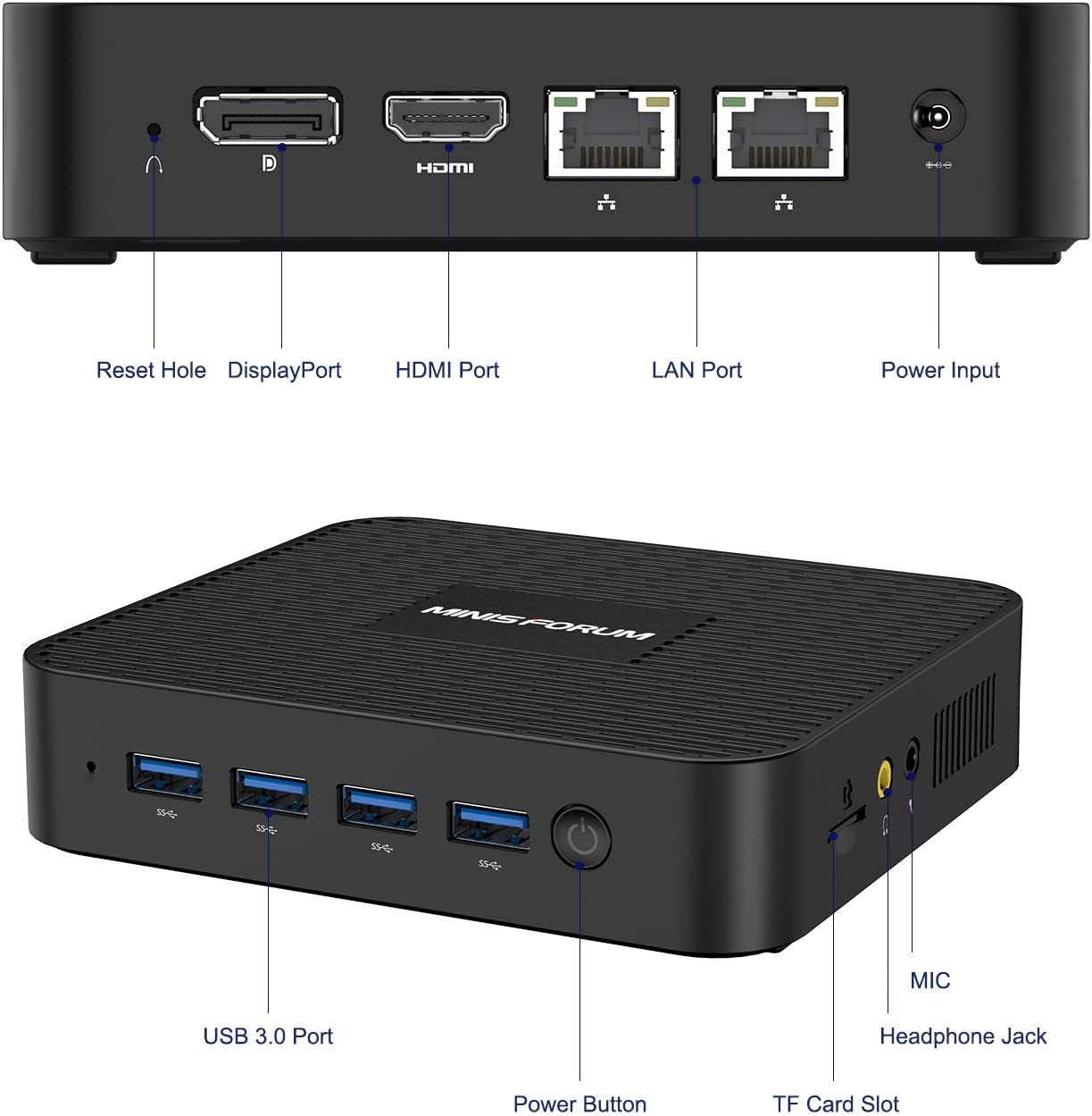 Mini PC GK41 Mini Desktop Computers 8GB DDR4 128GB SSD Intel Celeron J4125 Processor Dual LAN Mini PC, Digital Mic, Business Small PC 4K Hdmi/Displayport HTPC, Dual Band Wi-Fi Micro PC