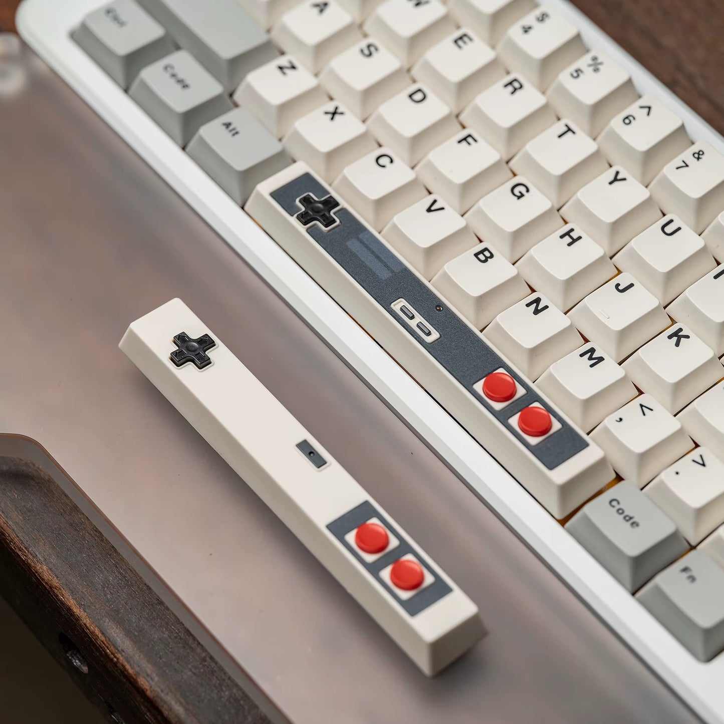 Retro Gamepad Keycap 6.25U Spacebar Artisan Keycap ABS Material for MX Switches for Gaming Mechanical Keyboard Black White