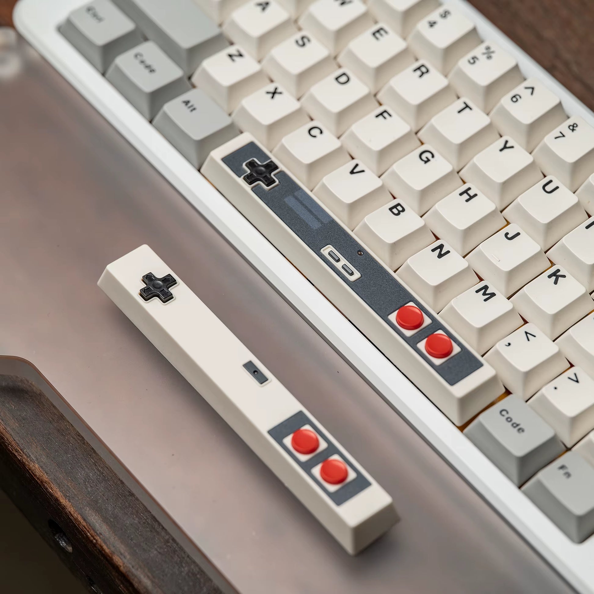 Retro Gamepad Keycap 6.25U Spacebar Artisan Keycap ABS Material for MX Switches for Gaming Mechanical Keyboard Black White