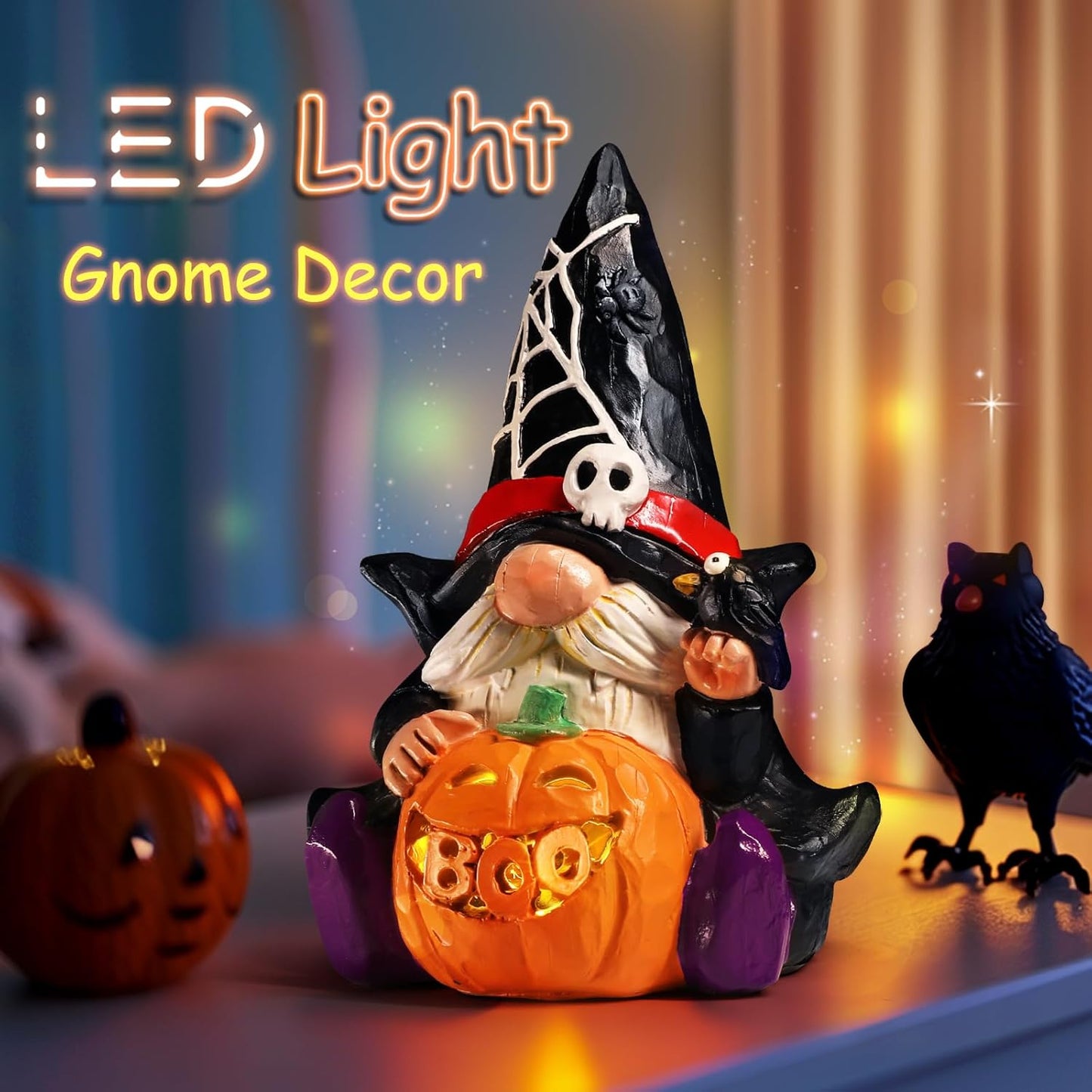 Halloween Decorations Indoor: Halloween Gnomes Figurine Light, Halloween Table D