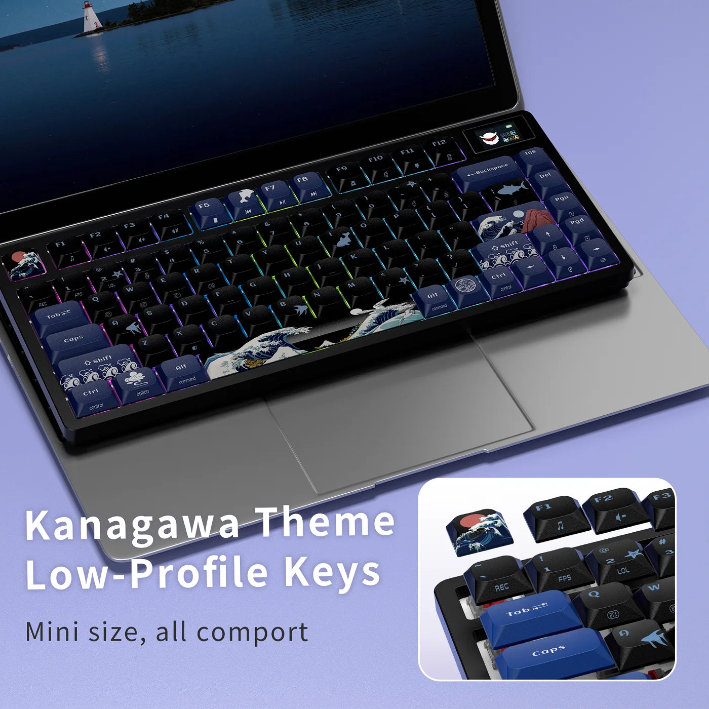 L75 PRO Wireless Low Profile Mechanical Keyboard Black Wave Kanagawa Tri-Mode Connection Gaming Keyboard Gasket-Mount Design