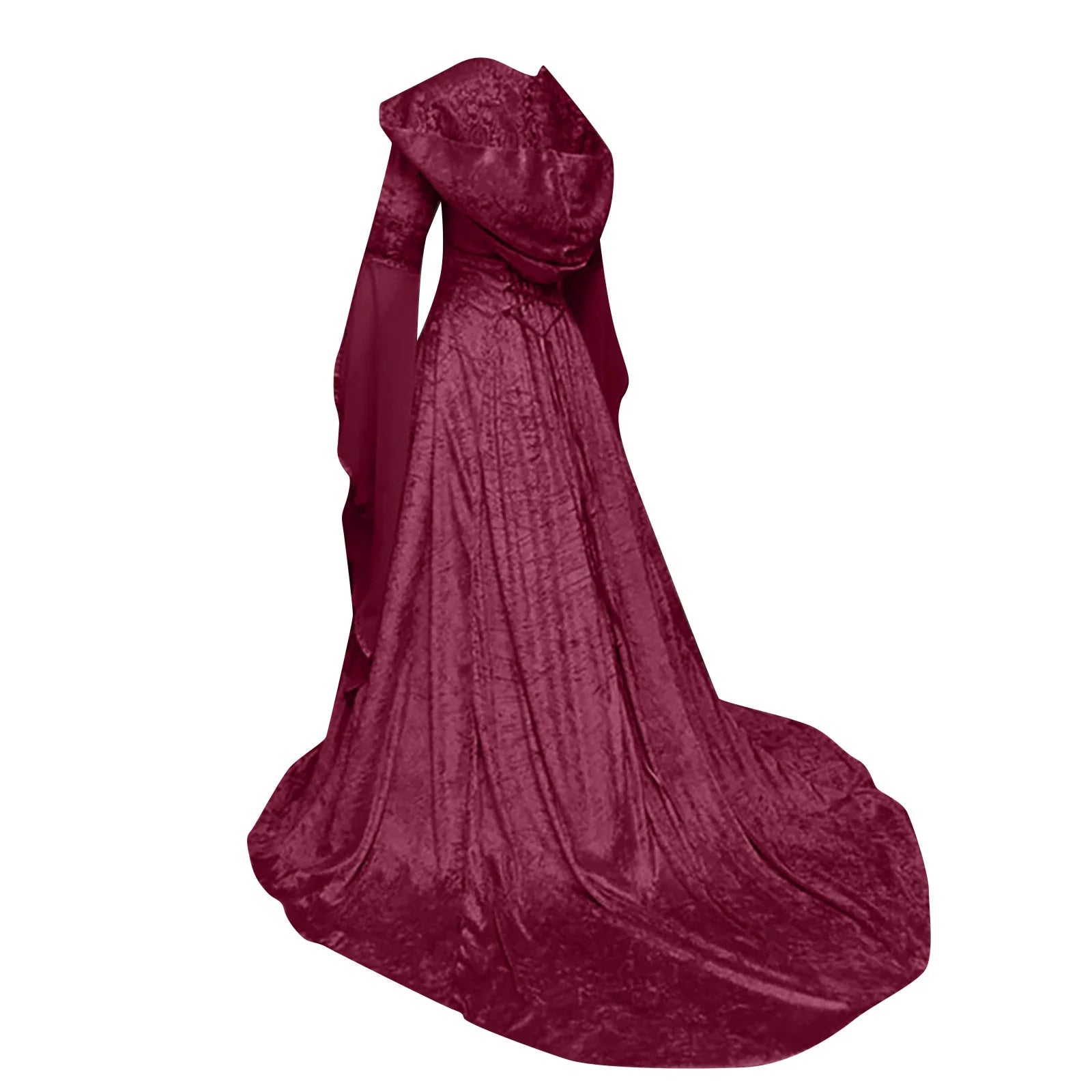Women'S Hooded Gothic Dres Long Sleeve Hooded a Line Tiered Midi Dress Gothic Dresses for Ladies Lace Bow Tie Gothic Dress Floor Length Cosplay Dress Red M