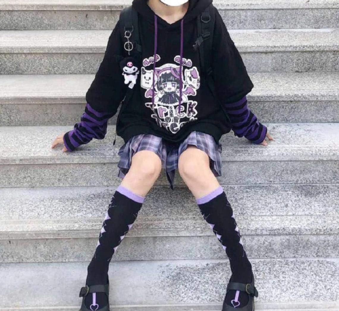 BZB Women'S Halloween Cute Hooded Sweatshirt Harajuku Street Style Super Cute Fake Two Piece Pullover Purple