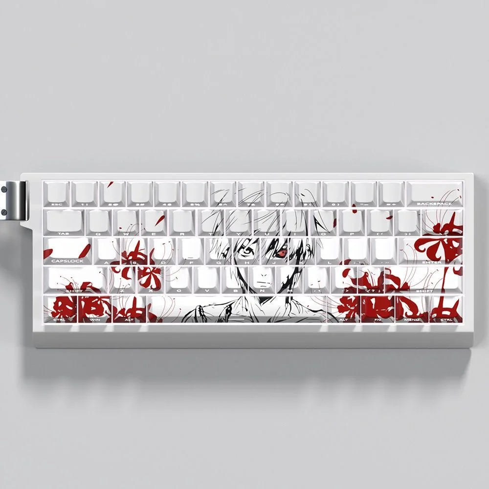 73 Keys Kaneki Ken Theme Keycaps Translucent Anime Key Cap PBT Keycap Cherry Profile Custom Keycap for 60 68 Mechanical Keyboard