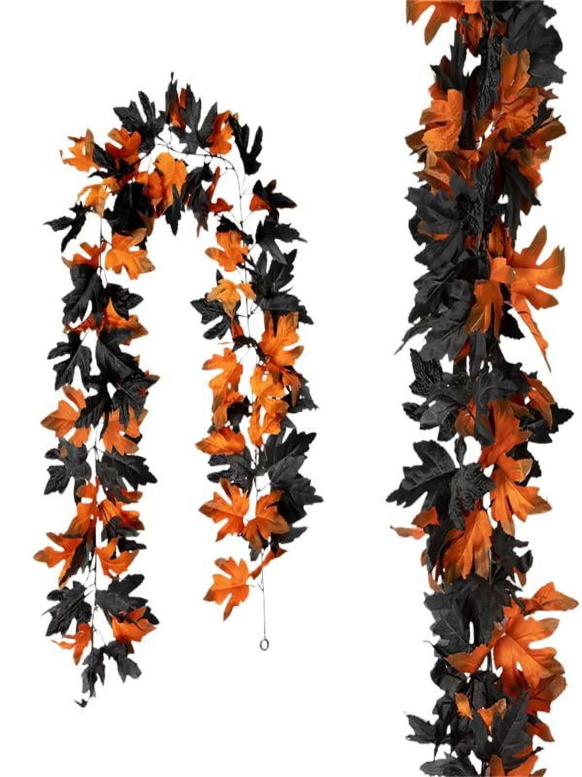 Gmogad Halloween Decoration Artificial Leaf Garland Rattan Hanging Maple Leaf Garland Indoor Home Halloween Christmas Party Mantel Decoration Orange
