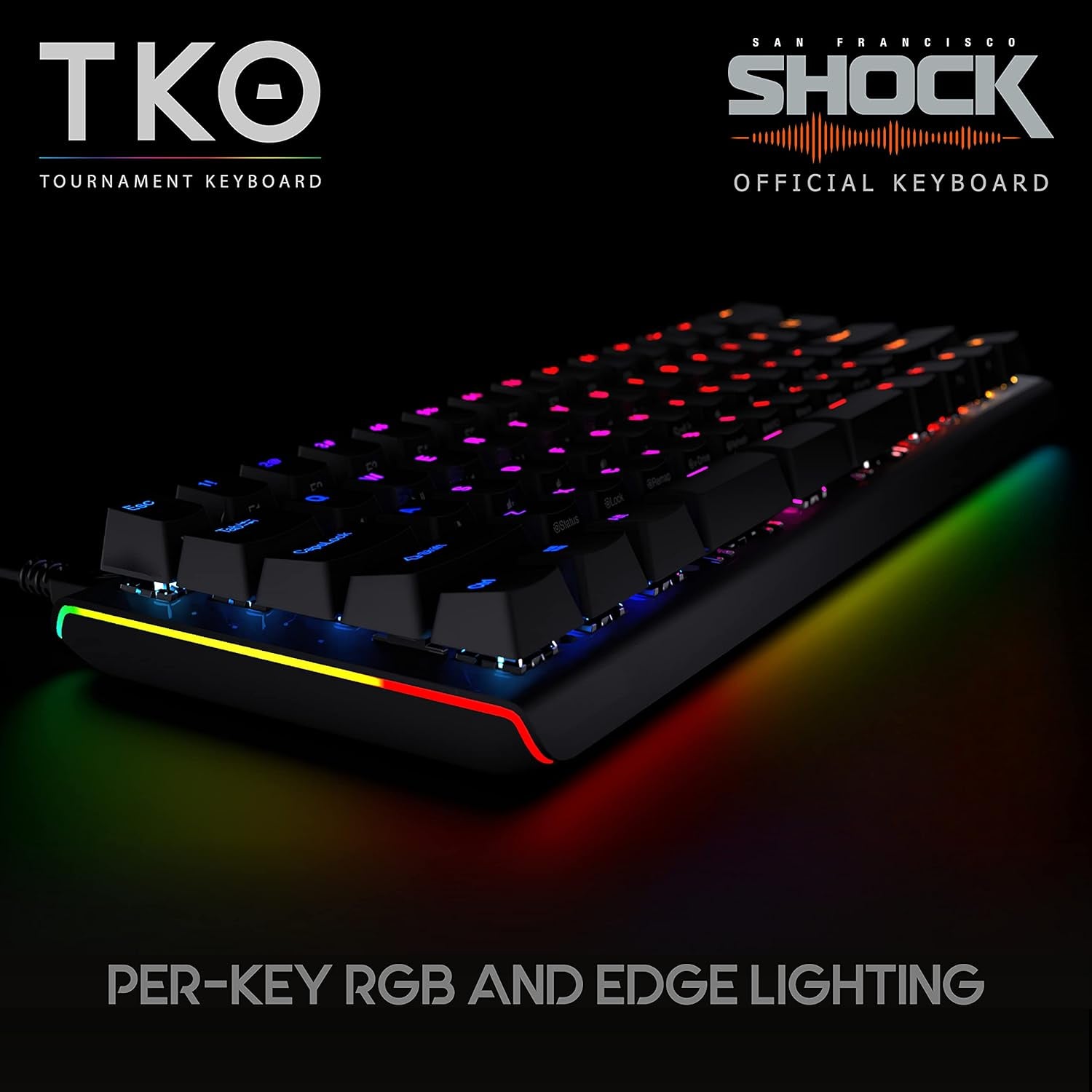 Gaming TKO Mechanical Keyboard | Tactile Brown Switches | 60% Layout | Split Spacebar | Hotswap | PBT Keycaps | Aluminum Body | SF Shock Limited Edition Travel Case