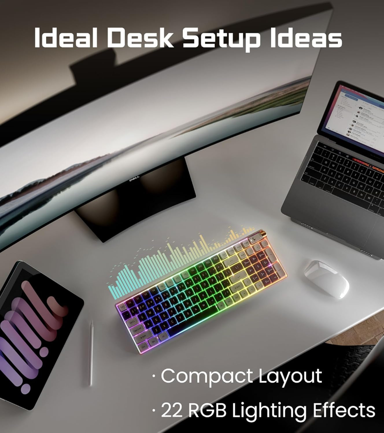 R100 96% Wireless Mechanical Keyboard with Gateron G Pro 3.0 Yellow Switches, Tri-Mode Connectivity (BT 5.0/2.4Ghz/Usb-C),Hot Swappable Custom Keyboard,Rgb Light,Compatible with Windows & Mac