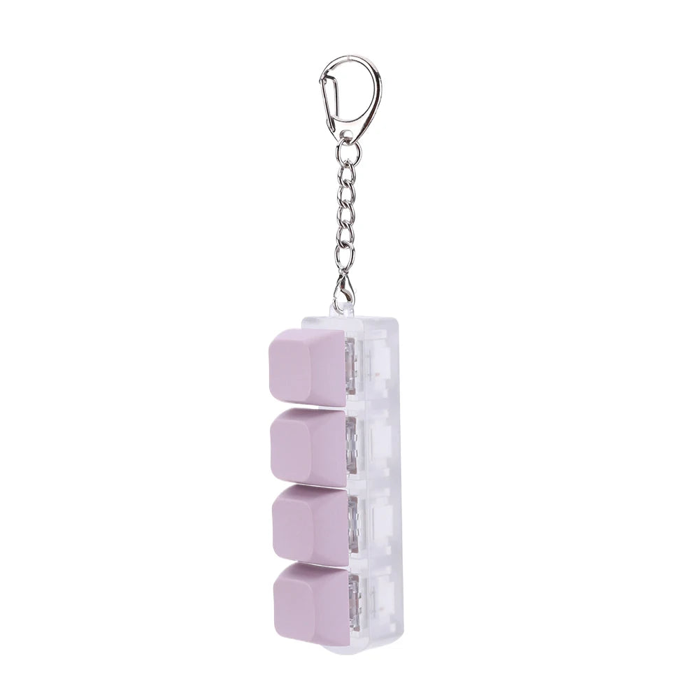 Button Keycap Fidget Keychain 4 Keys Keyboard Decompression Toys DIY Keyboard Keychain Toys for Adult Gifts to Relief Pass Time
