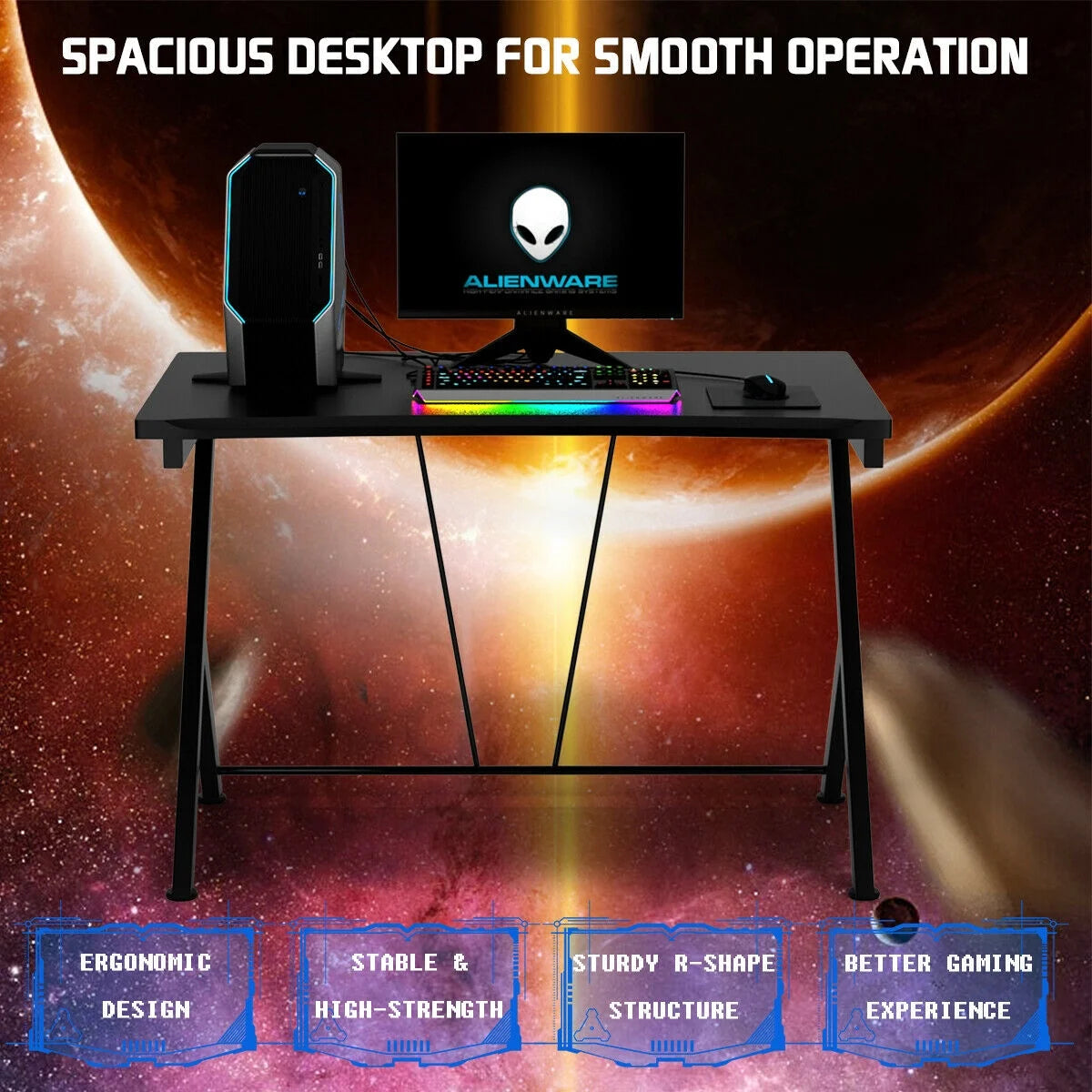 Costway Gaming Desk Computer Desk PC Laptop Table Workstation Home Office Ergonomic New