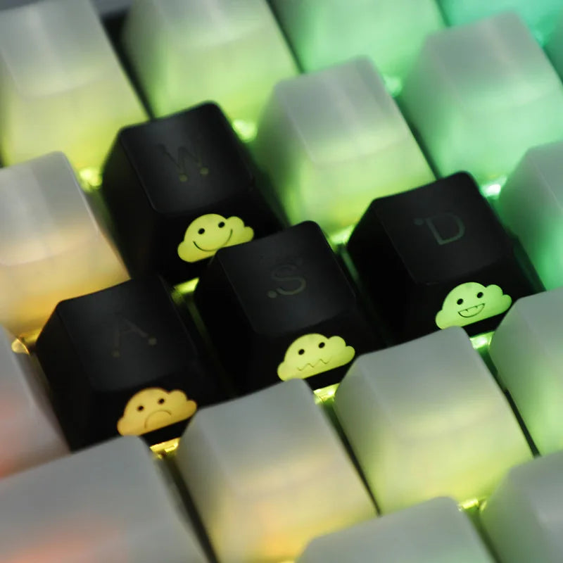 Cute Emo Keycap Set WASD Arrow Broadside Lighting Key Cap for Mechanical Keyboard Compatible with MX Switch