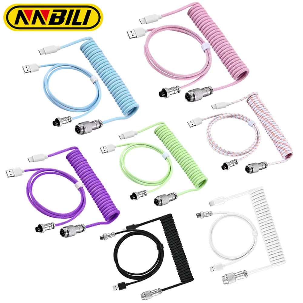 New Custom Type C Mechanical Keyboard Coiled Cable USB Mechanical Keyboard Spring Wire Desktop Computer Aviation Connecto