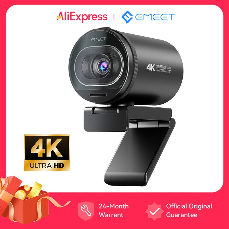 Webcam 4K Streaming Web Camera 1080P 60FPS USB Camera EMEET S600 Autofocus Living Stream Camera with Mics for Tiktok/Youtube