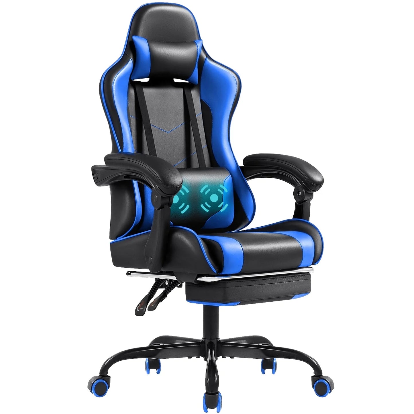 Furmax High Back Massage Gaming Chair with Footrest PU Leather Racing Computer Chair with Lumbar Support Ergonomic Office Chairs, Purple