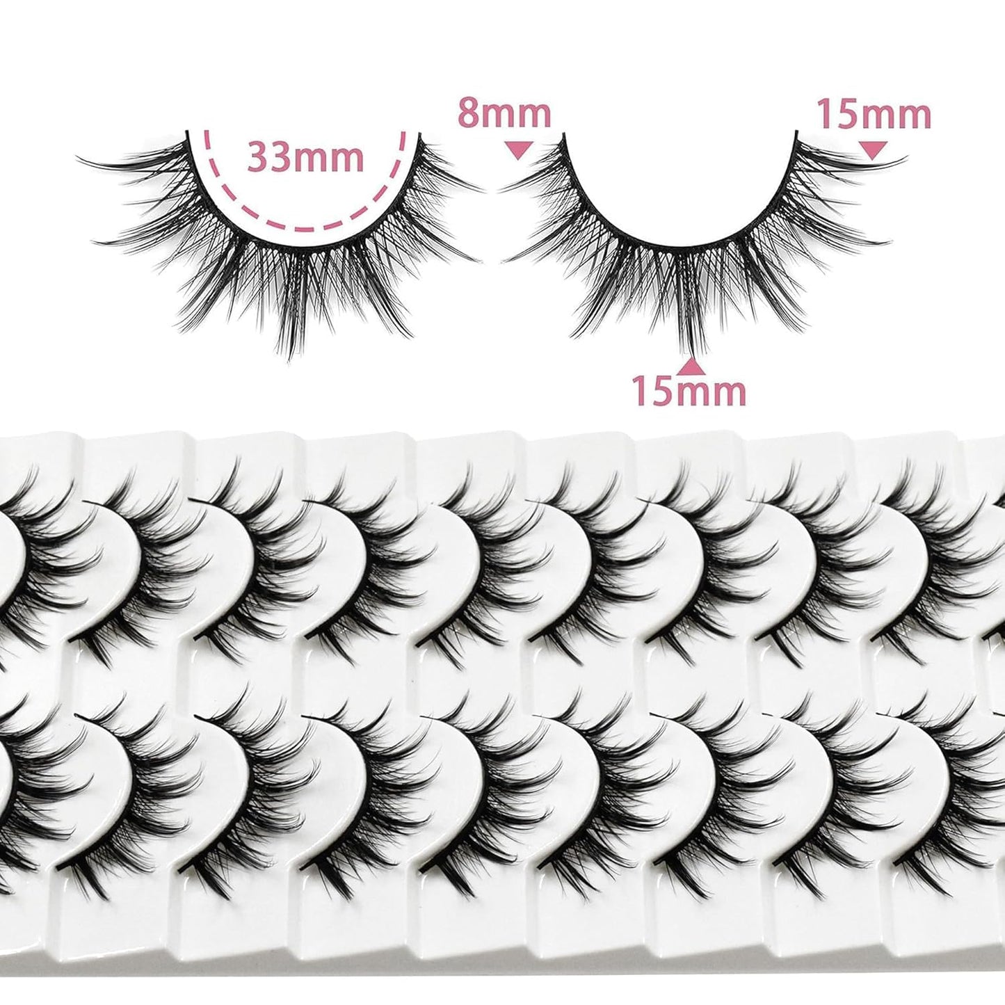 10 Pairs Manga Lashes Anime Cosplay Lashes Janpanese Style 16Mm Spiky Lashes Extensions Manhua Natural Makeup Look Doll Eye Lashes Daily & Party by AUGENLI (A2)