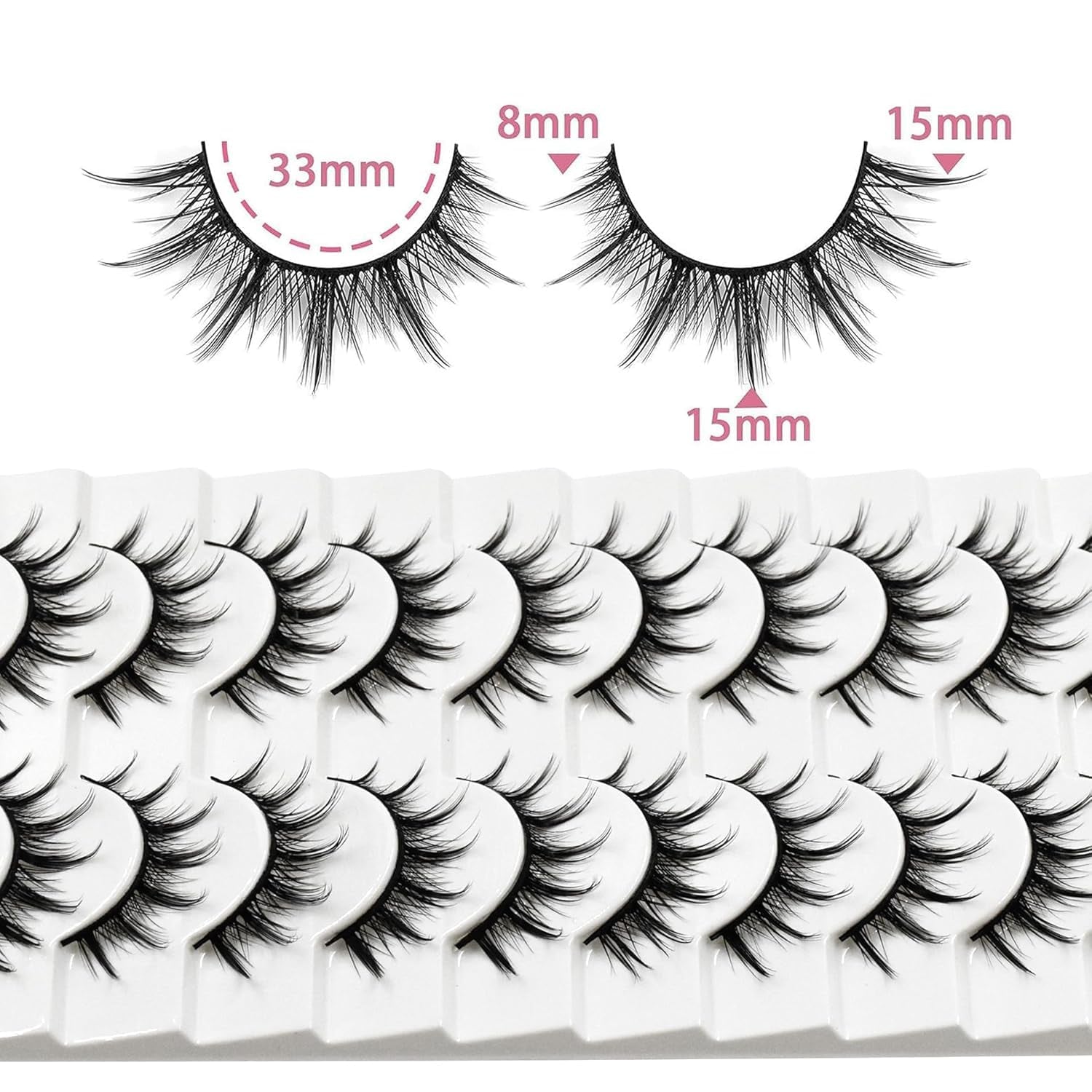 10 Pairs Manga Lashes Anime Cosplay Lashes Janpanese Style 16Mm Spiky Lashes Extensions Manhua Natural Makeup Look Doll Eye Lashes Daily & Party by AUGENLI (A2)