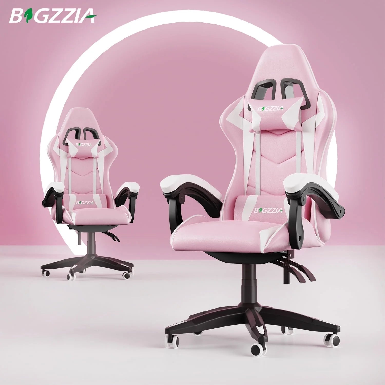 Gaming Chair, Ergonomic Game Chair with Headrest & Lumbar Pillow, Pink