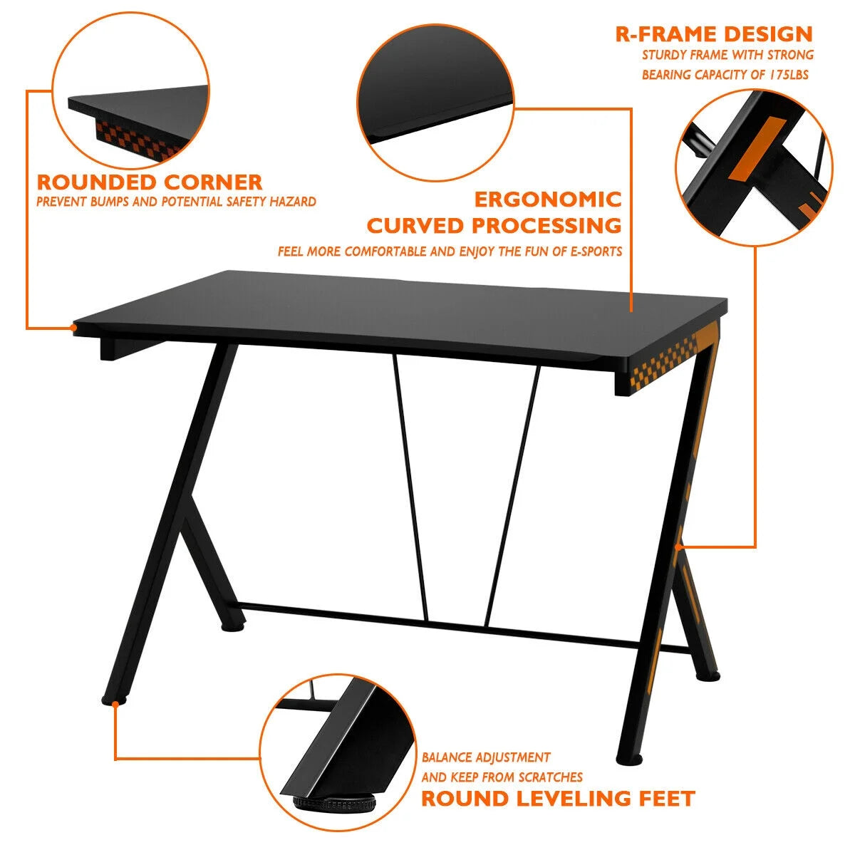 Costway Gaming Desk Computer Desk PC Laptop Table Workstation Home Office Ergonomic New