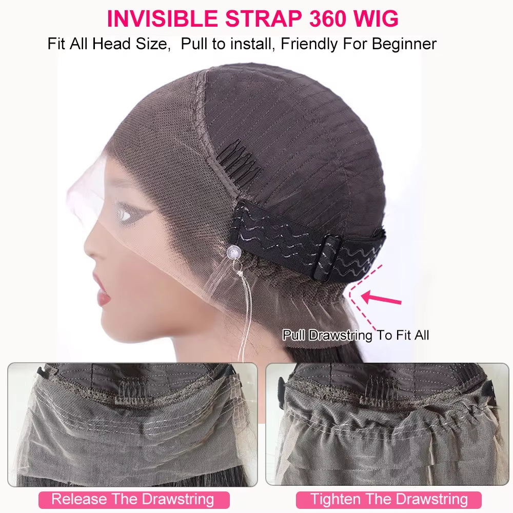 250 Density Invisi Strap 360 Full Lace Glueless Wig Chocolate Brown Water Wave Lace Front Wig Deep Wave Frontal Wig Human Hair