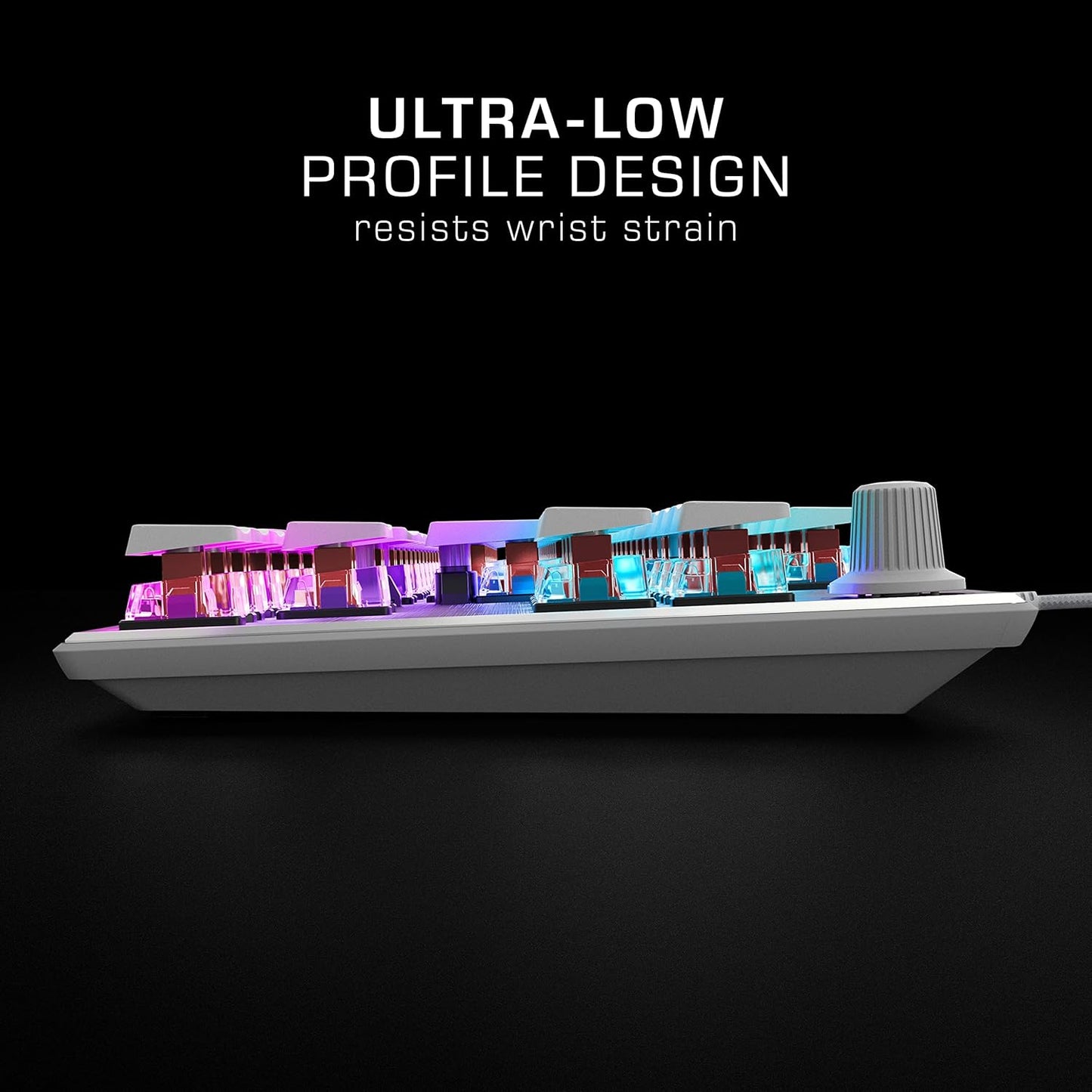Vulcan TKL Pro PC USB-C Gaming Keyboard, Linear Optical Titan Switch, AIMO RGB Lighting, Tenkeyless Mechanical Feel Speed Keystroke, Low Profile Ergonomic Design for Wrist Rest Support, White