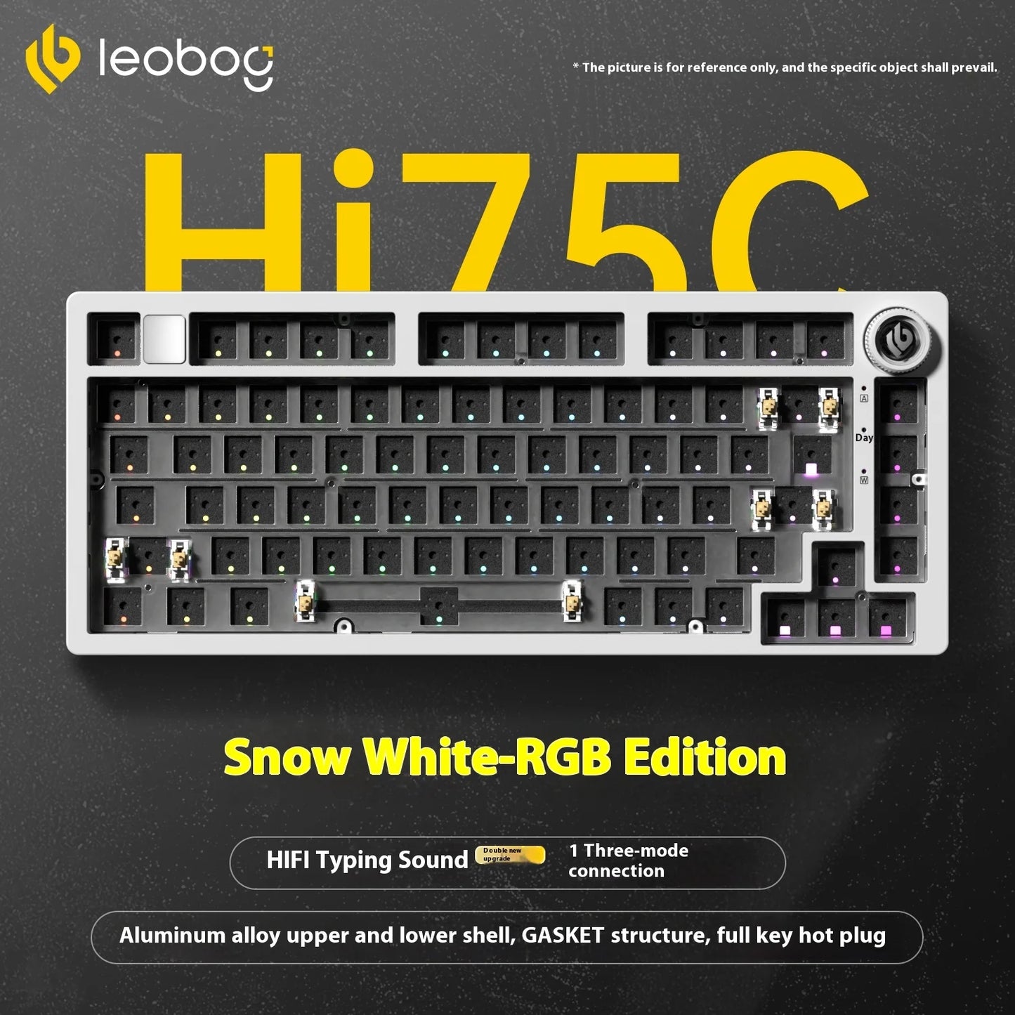 LEOBOG Hi75C Mechanical Keyboard Three Mode Hot Swap RGB Gasket Aluminium Alloy with Knob Hi75C Keyboard Kit Customized PC Gamer