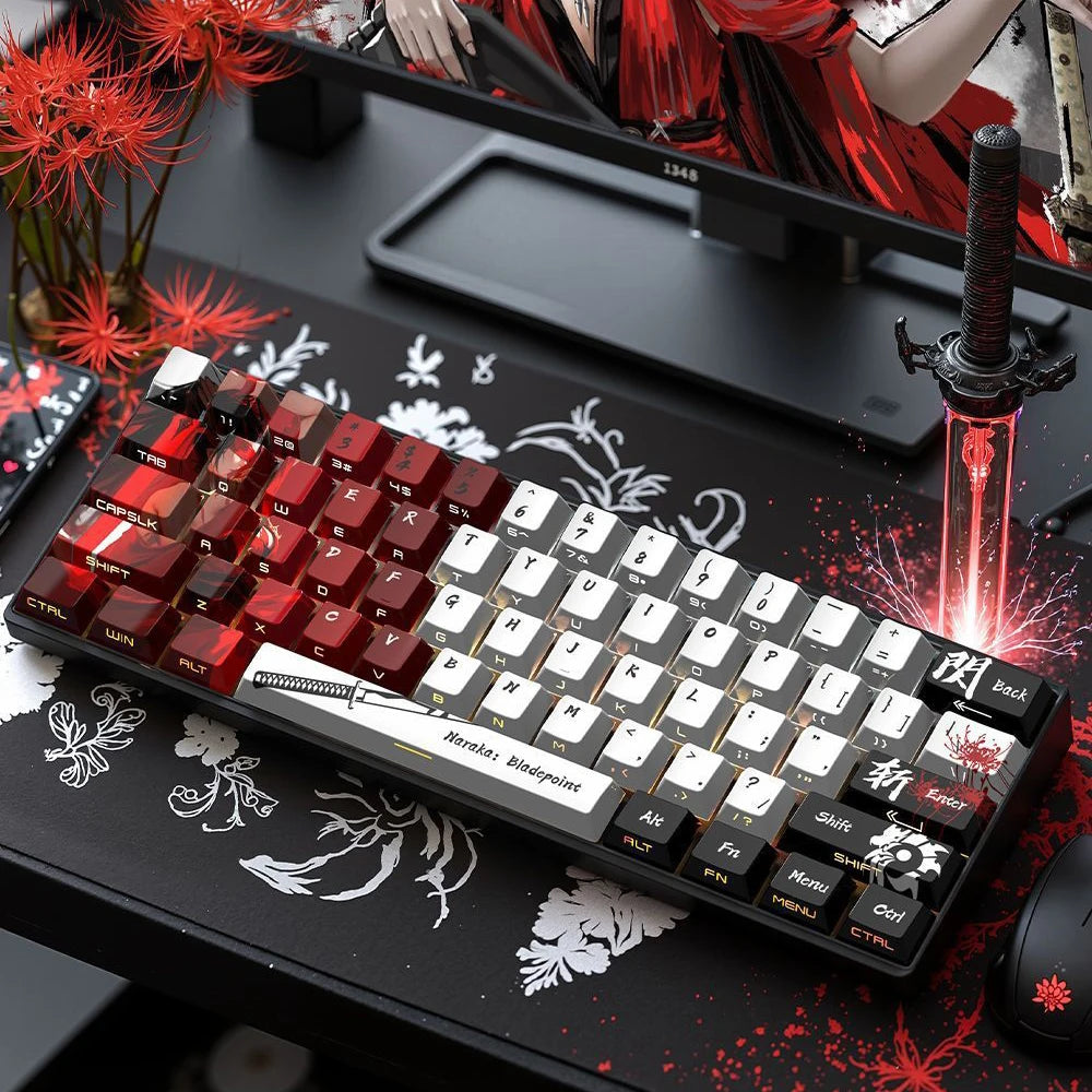 Red Night Side-Lit Shine through Keycaps Dye Sublimation PBT Keycap 129 Keys Cherry Profile for MX Switches Mechanical Keyboard