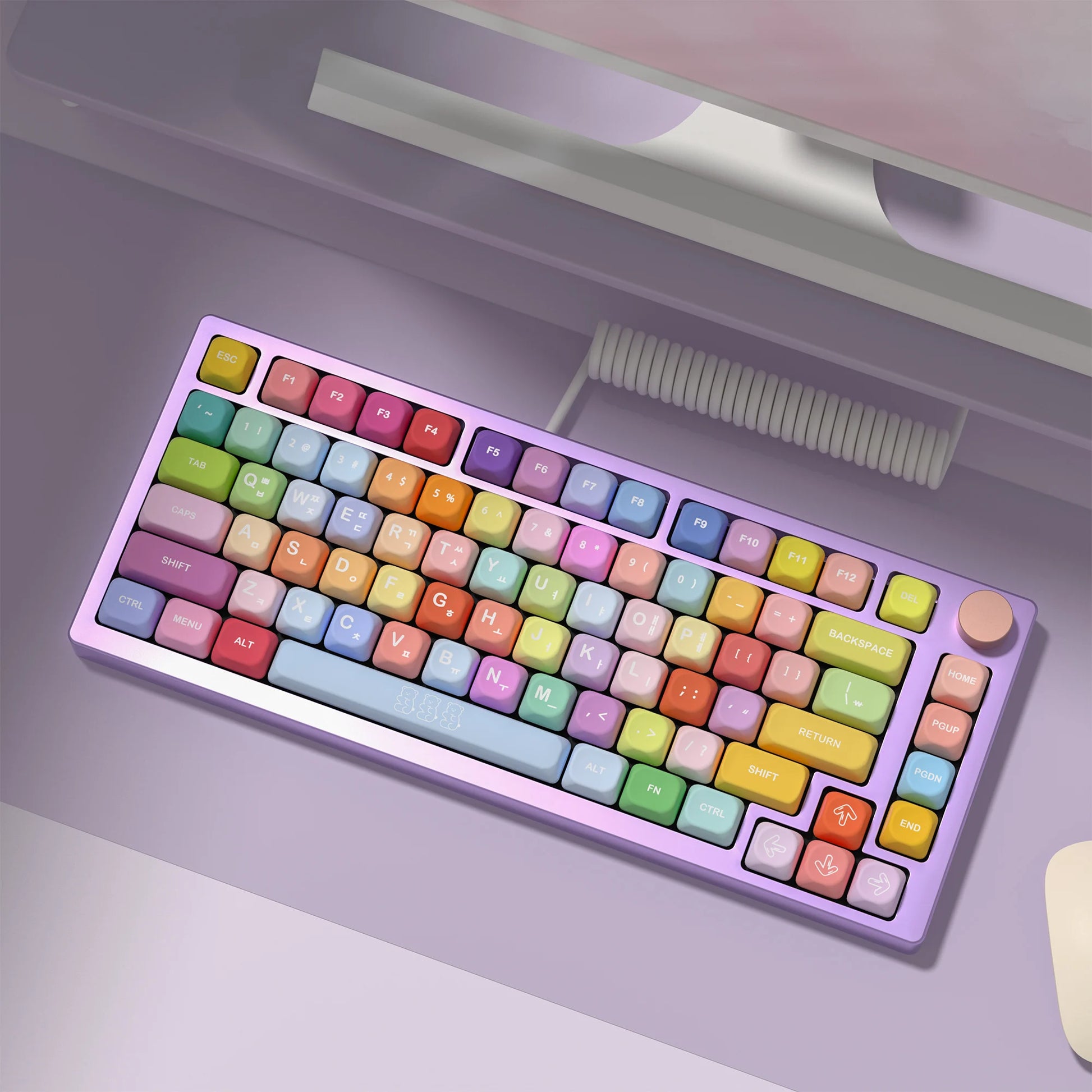 KOA Profile Gummy Bears Keycap PBT Custom Korean Keycaps for Mechanical Keyboard Game Cute 141 Keys Caps ISO 7U Space Bar