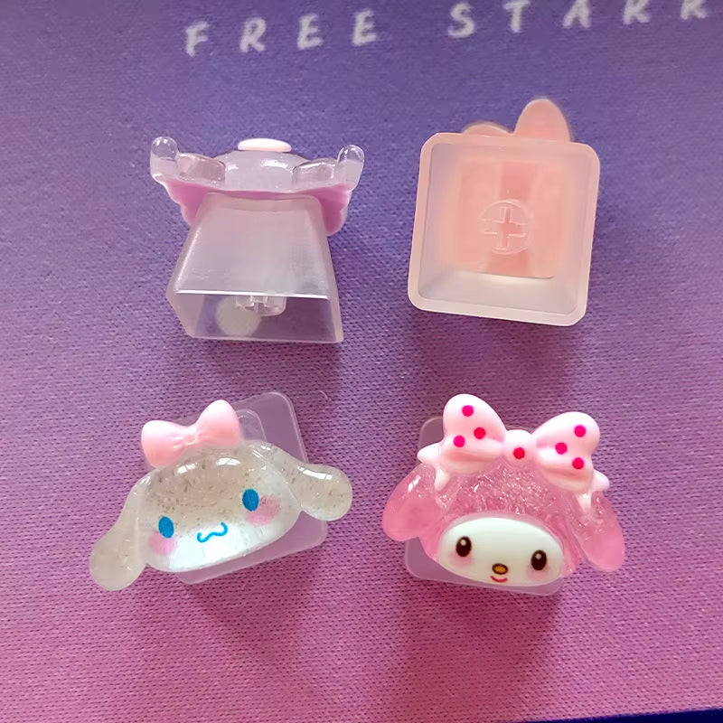 Diy Sanrio Translucent Keycap for Cross Axis Mechanical Keyboards Female Love Kuromi Key Cover
