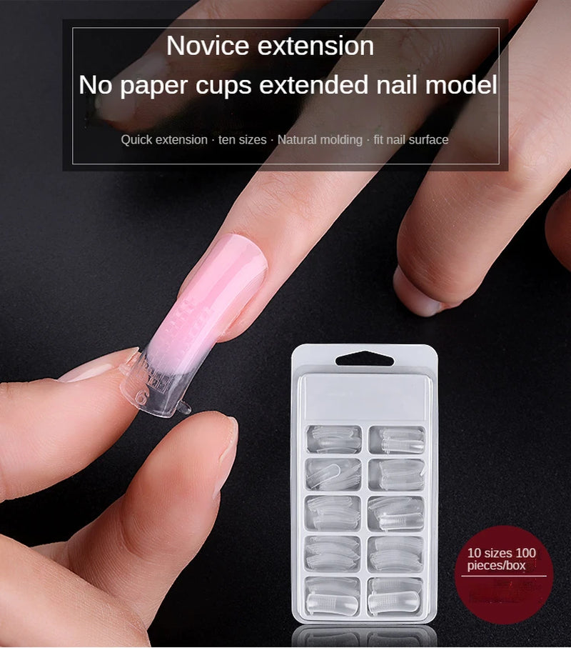 100 Pcs Fake Nails Clear False Nails Fake Tips Artificial Full Cover Acrylic False Fake Nails for Finger Extension Nail Forms