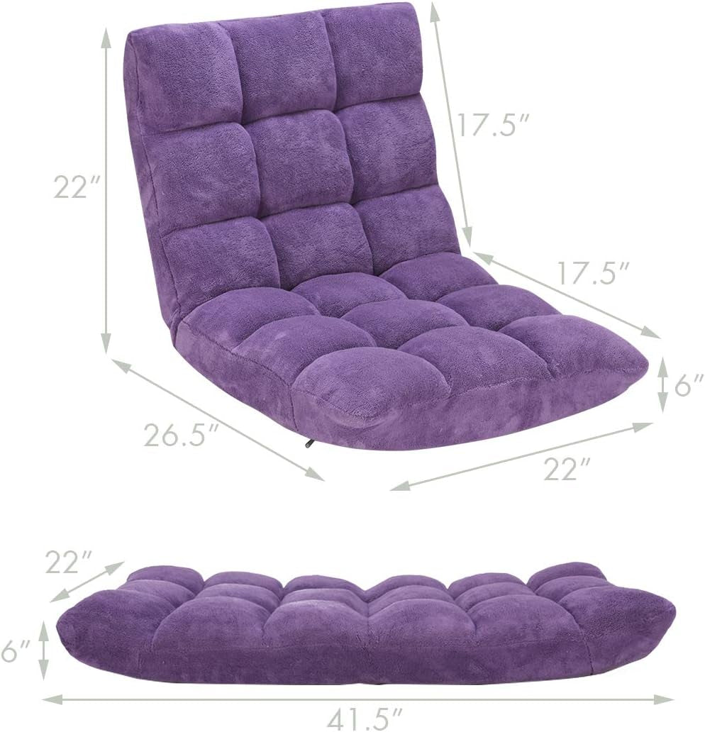 Adjustable Aluminum Lounge Chair, Tender Violet, Foam and Coral Fleece Upholstery, 14 Positions, 35.5"W X 29"D X 31"H