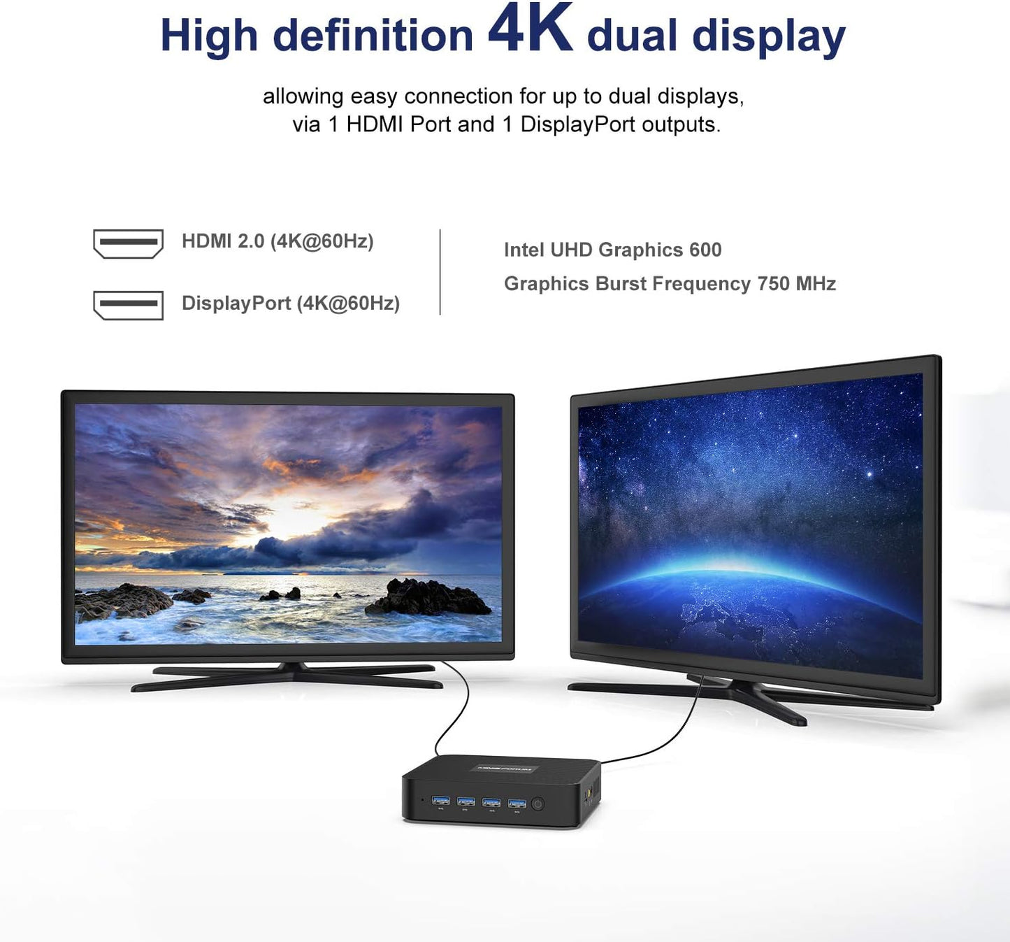 Mini PC GK41 Mini Desktop Computers 8GB DDR4 128GB SSD Intel Celeron J4125 Processor Dual LAN Mini PC, Digital Mic, Business Small PC 4K Hdmi/Displayport HTPC, Dual Band Wi-Fi Micro PC