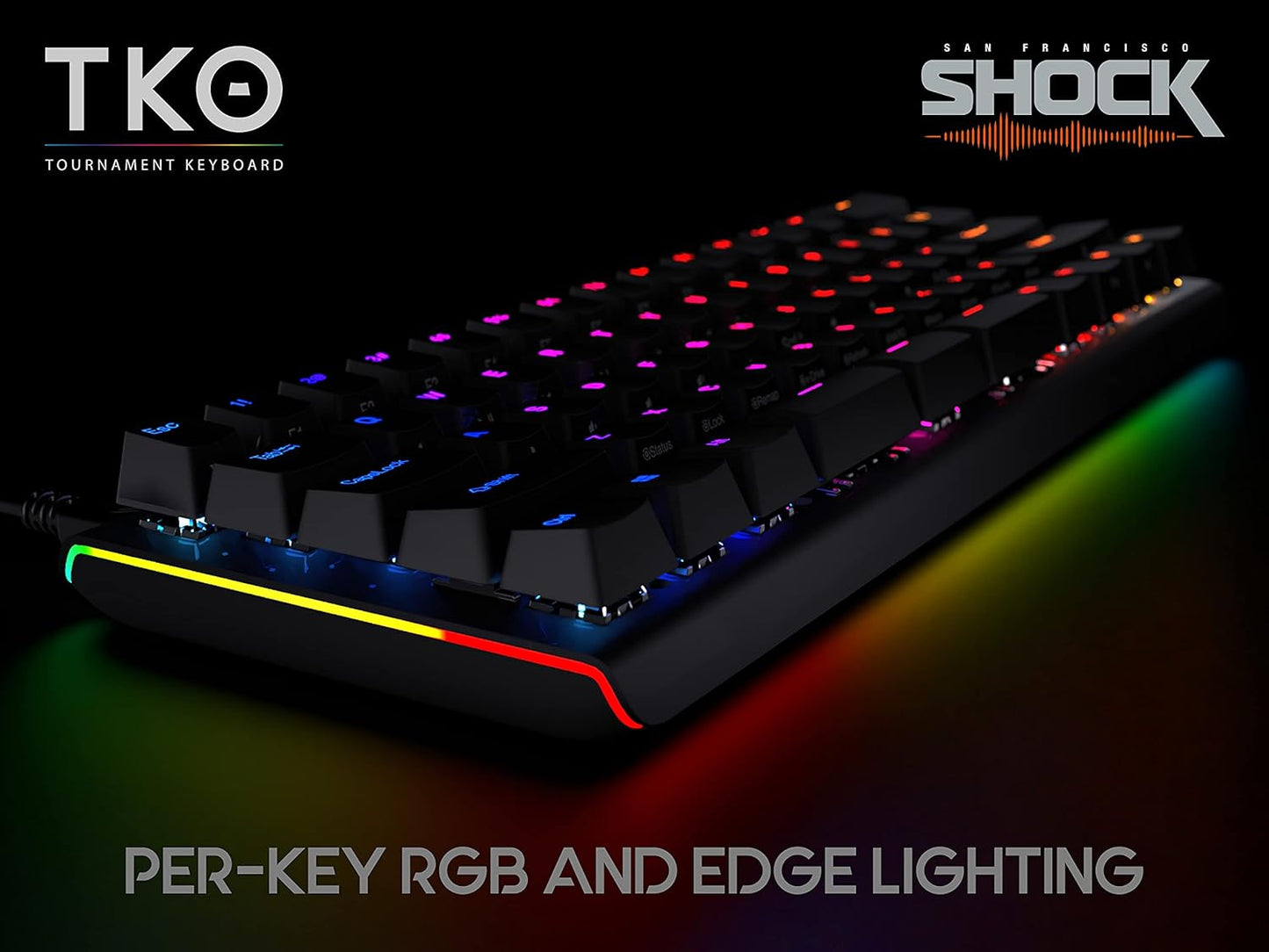 Gaming TKO Mechanical Keyboard | Tactile Brown Switches | 60% Layout | Split Spacebar | Hotswap | PBT Keycaps | Aluminum Body | SF Shock Limited Edition Travel Case