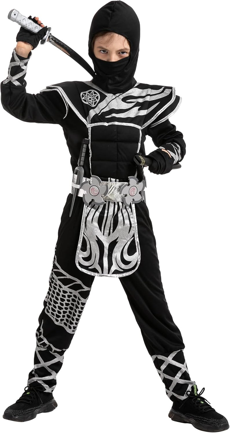 Spooktacular Creations Boys Ninja Costume, Dragon Scales Ninja Outfit with Accessories for Kids Toddler Halloween Parties
