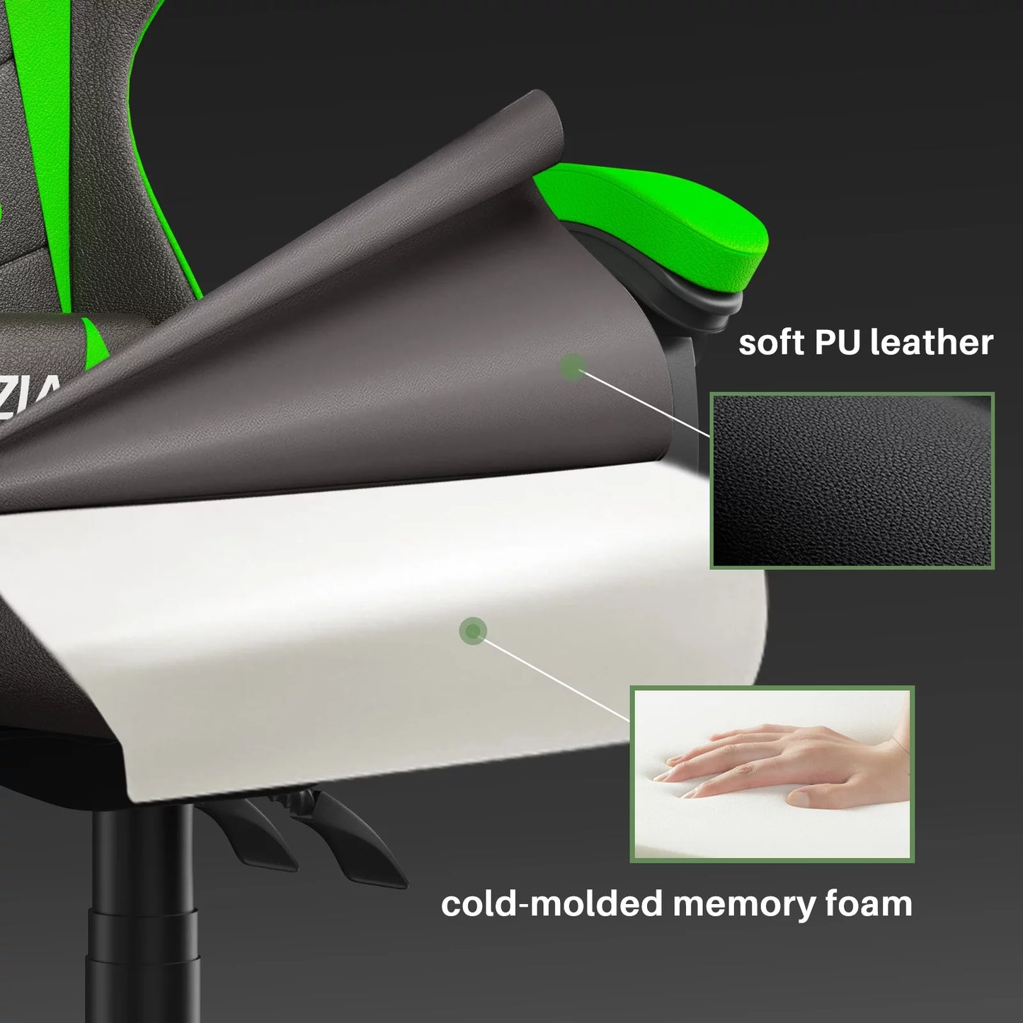 Gaming Chair Office Chair, Ergonomic Game Chair with Headrest & Lumbar Pillow, Green