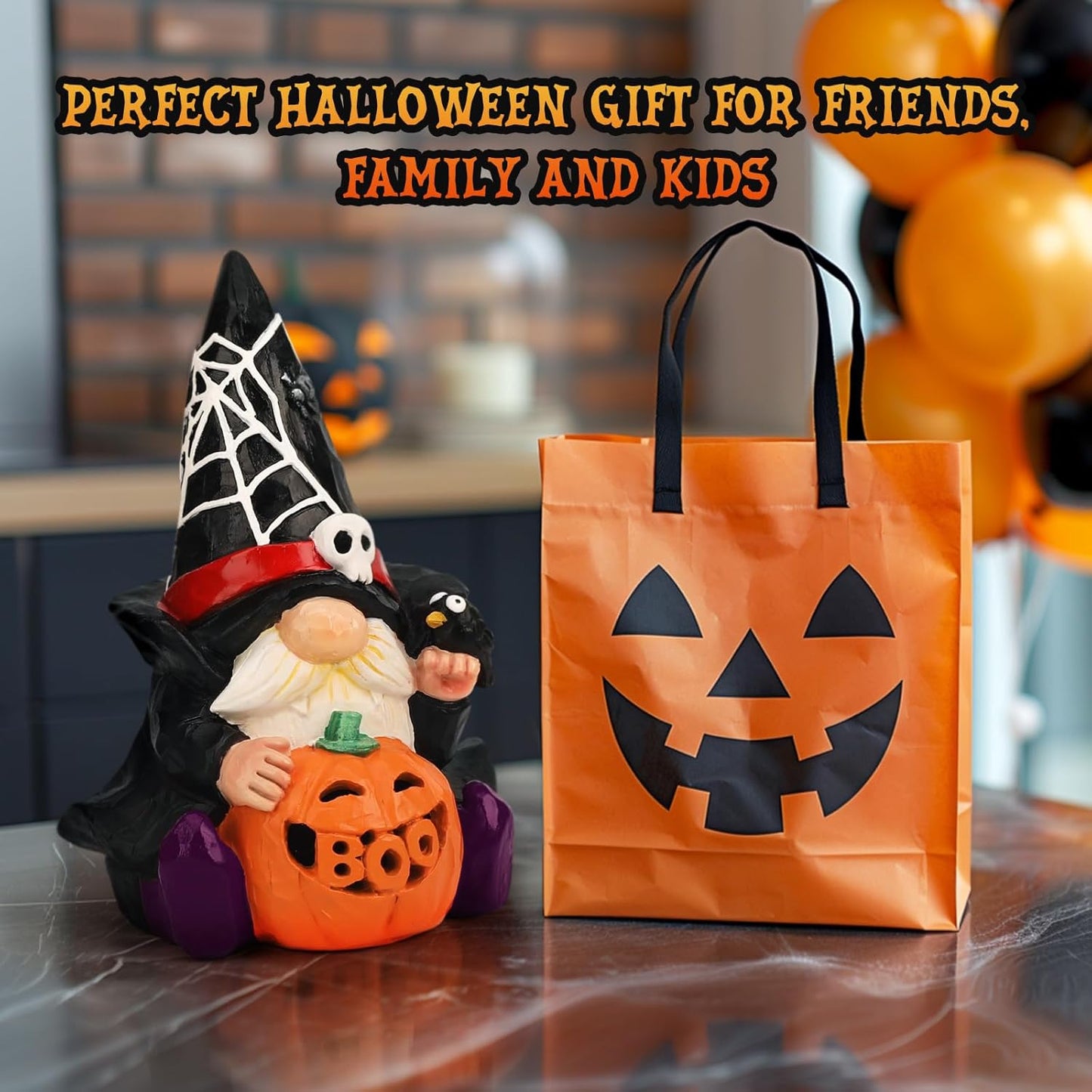 Halloween Decorations Indoor: Halloween Gnomes Figurine Light, Halloween Table D