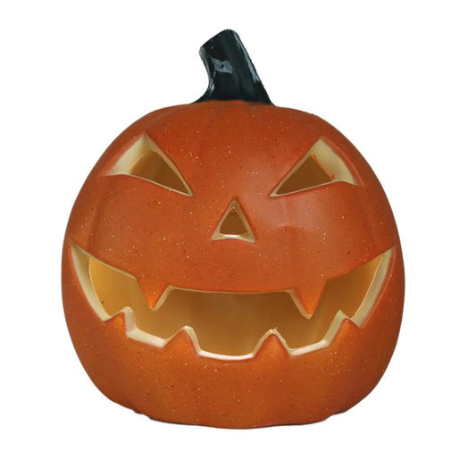 Fridja Halloween Pumpkin LED Light Lamp Creative Lantern Home Props Pumpkin Bar Horror Halloween Decorations Light up Pumpkin 3D Fall Resin Pumpkin Battery Operated Orange