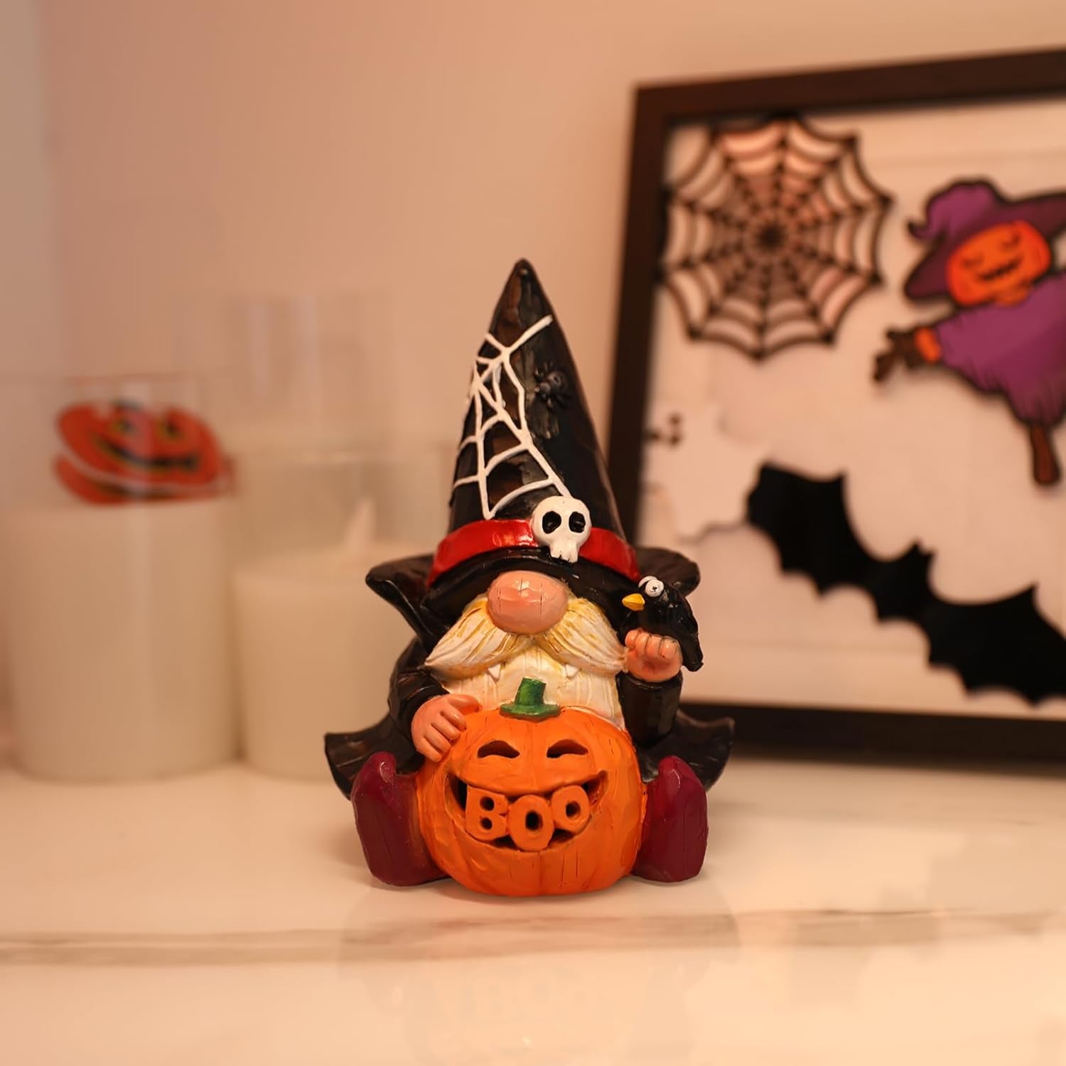 Halloween Decorations Indoor: Halloween Gnomes Figurine Light, Halloween Table D