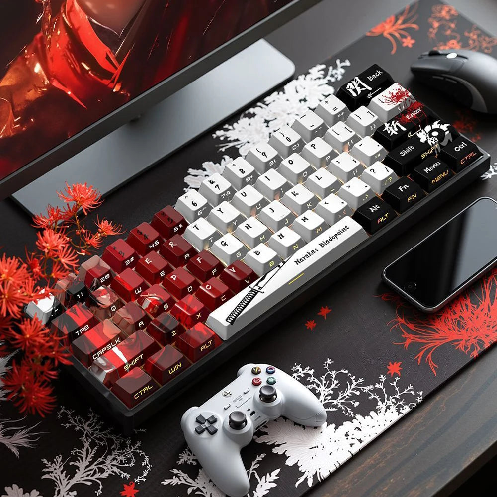 Red Night Side-Lit Shine through Keycaps Dye Sublimation PBT Keycap 129 Keys Cherry Profile for MX Switches Mechanical Keyboard