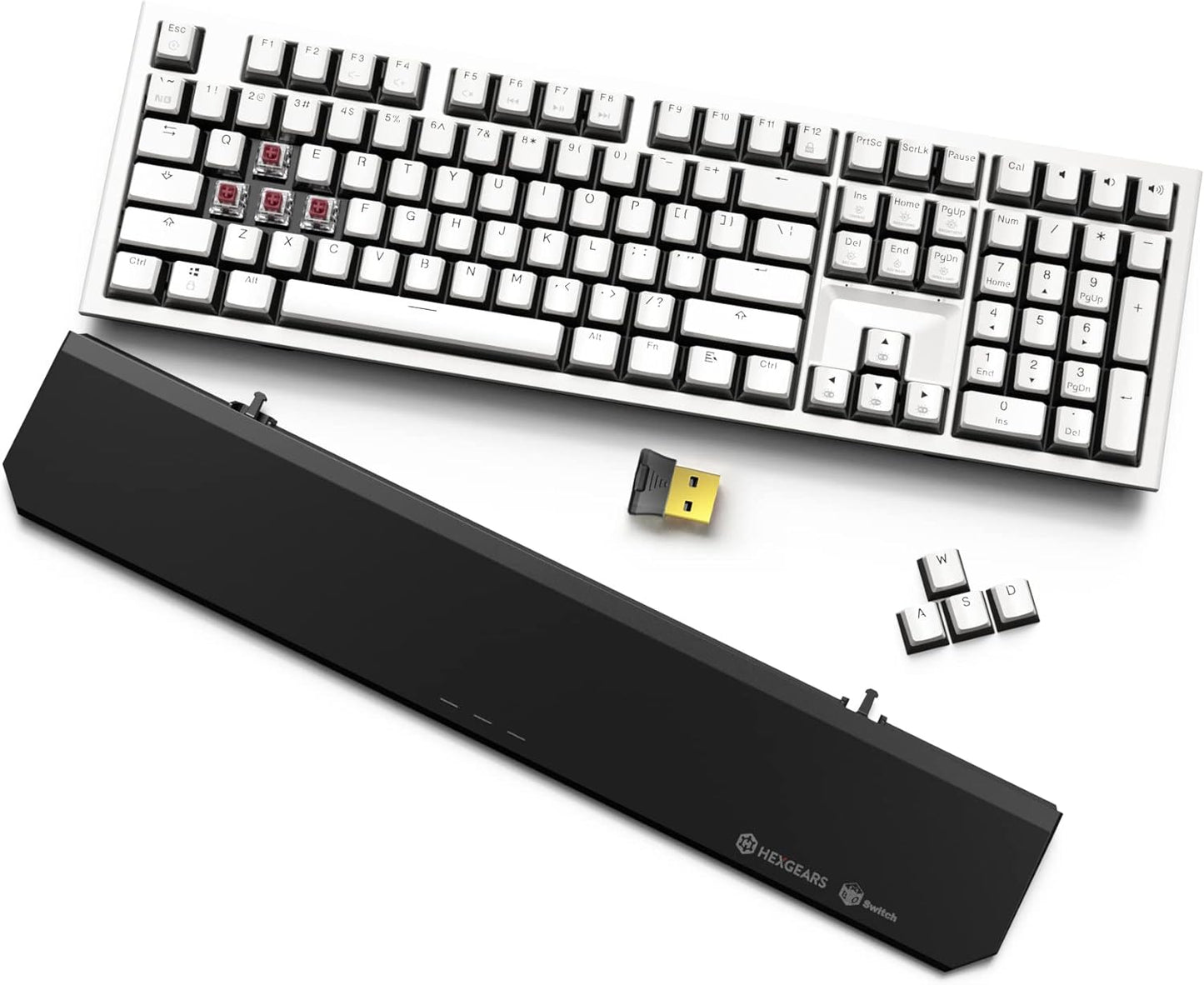 Hexgears X5 Wireless Mechanical Keyboard with Kaihl Box Switch-Rose Red, Panda Computer Keyboard for Gaming, Typing, Ergonomic 108-Key Typewriter Keyboard with Wrist Rest