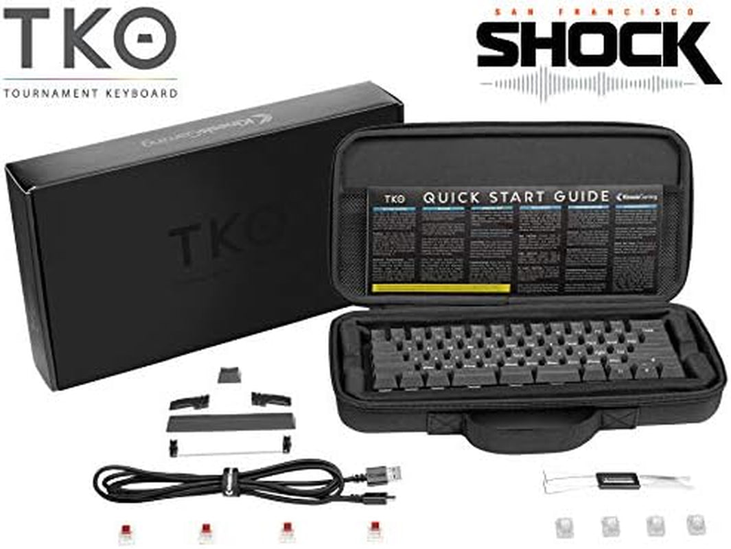 Gaming TKO Mechanical Keyboard | Tactile Brown Switches | 60% Layout | Split Spacebar | Hotswap | PBT Keycaps | Aluminum Body | SF Shock Limited Edition Travel Case