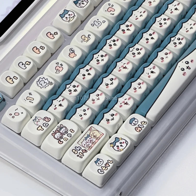 Miniso Chikawas Keycap Keycap 131 Keys Custom Made Kawaii Cap Dye-Sub Mechanical Keyboard Keycap MX Switch Girls Birthday Gift